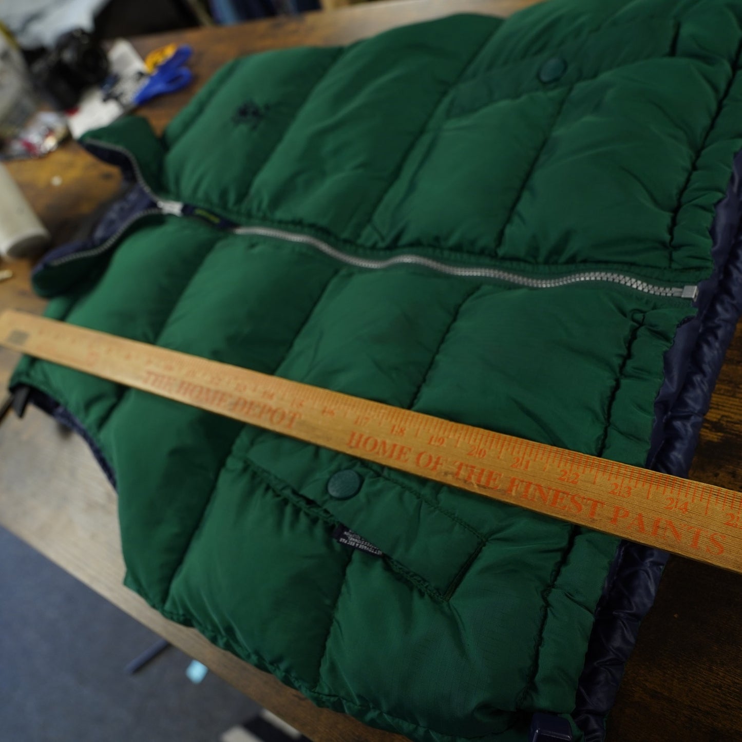 (S/M) Vintage Eddie Bauer Ebtek Reversible 90s Down Puffer Vest Men's S-M Green Blue