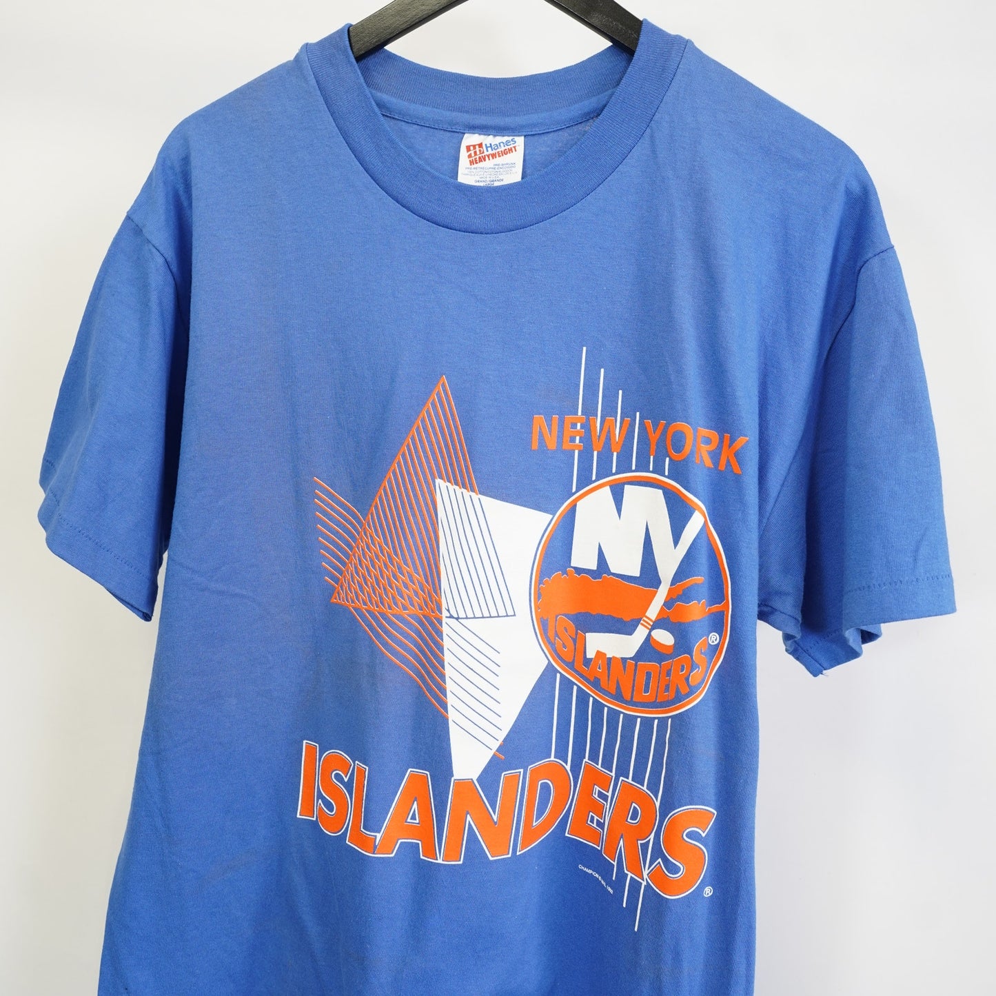 (L) Vintage New York Islanders 90s Single Stitch Hockey T-Shirt Men's L Blue Retro