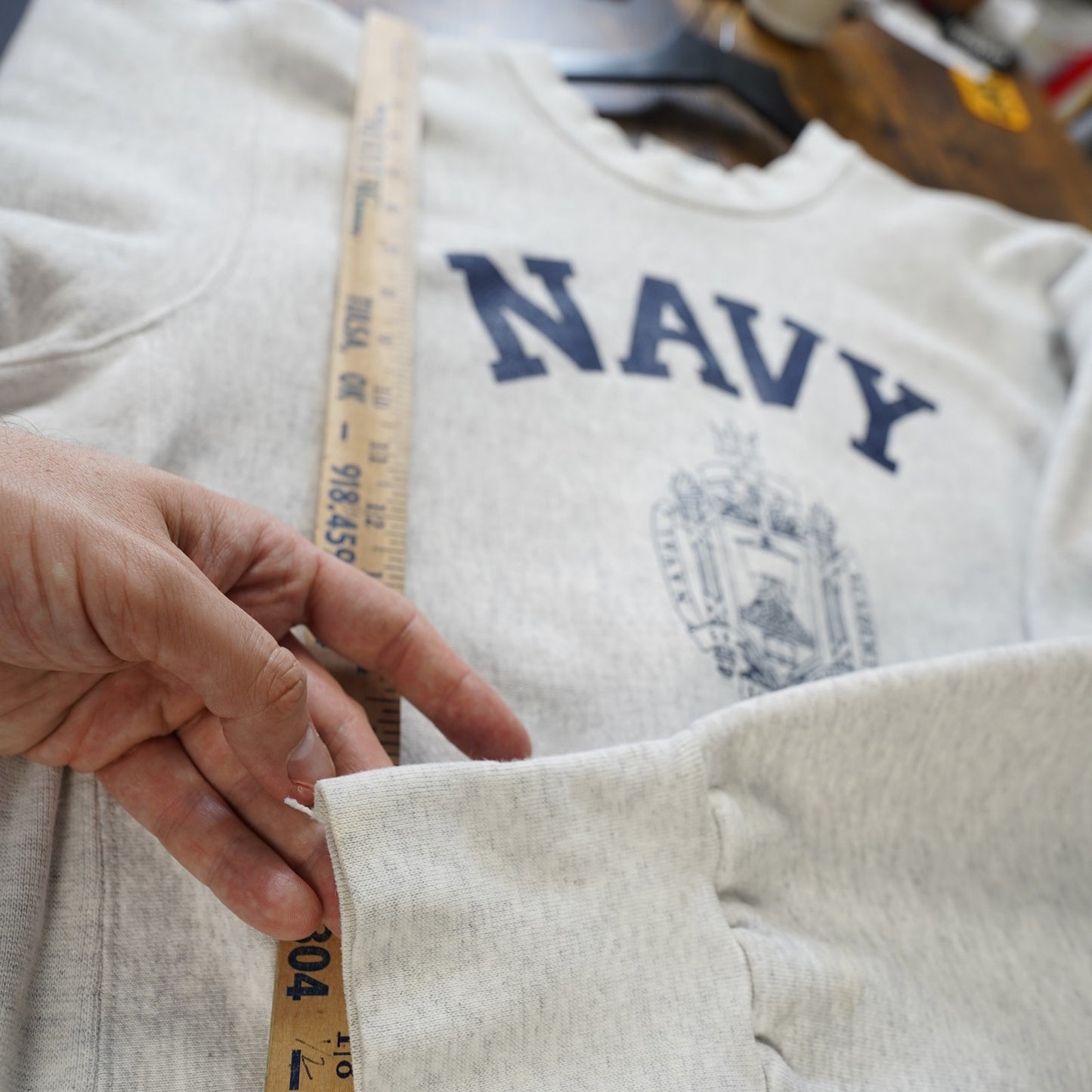(S) Vintage US Navy Reverse Weave Sweatshirt Unisex S Heather Gray Naval Academy