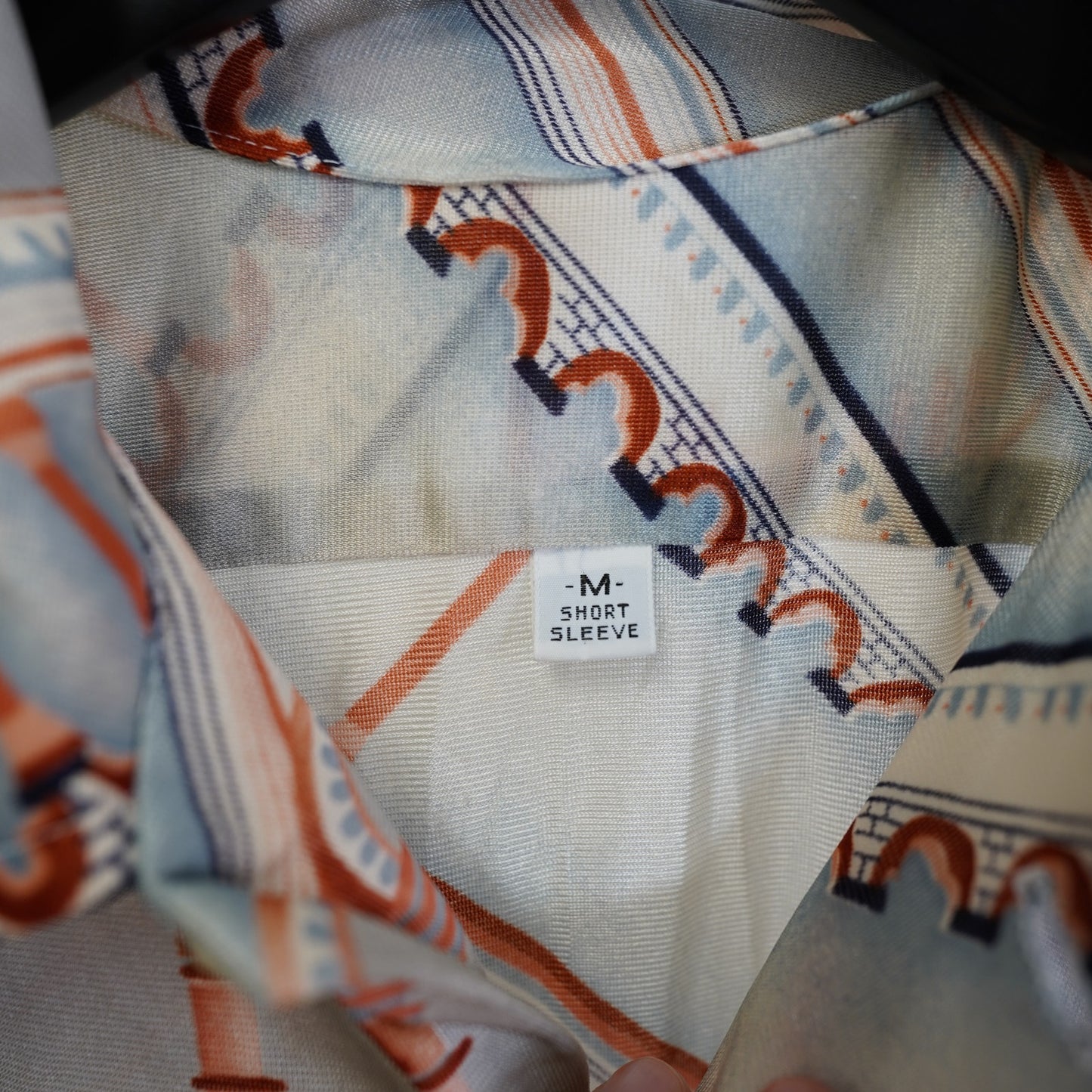 (M) True Vintage 70s Disco Architecture Button Up Shirt Men's M Boho Groovy Hippie