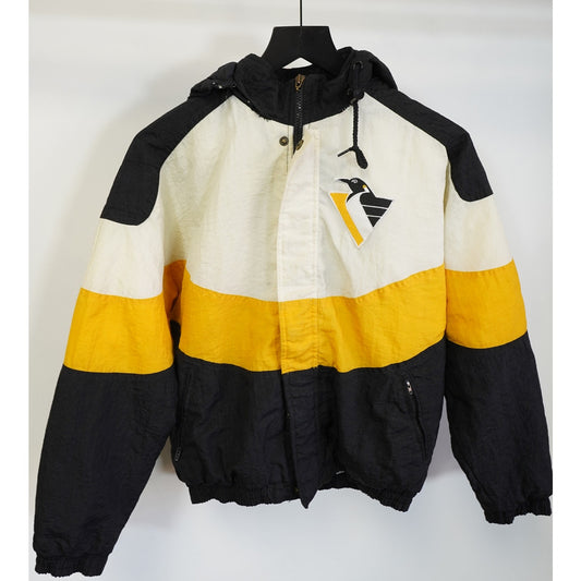(Kids L) Vintage Pittsburg Penguins Apex One Puffer Jacket Youth L 90s Retro Kids White