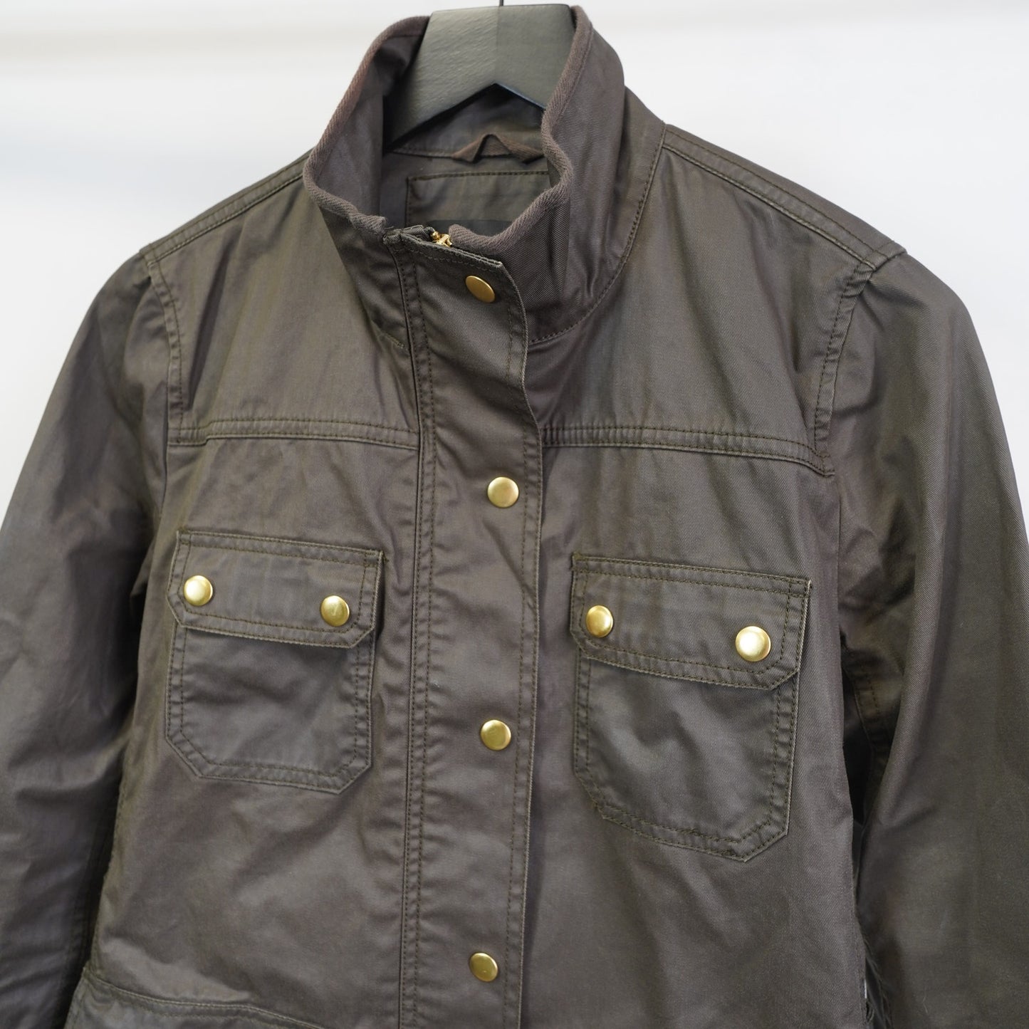 (Women's S) J Crew Relaxed Boyfriend Field Jacket Womens Small Olive Green 100% Cotton