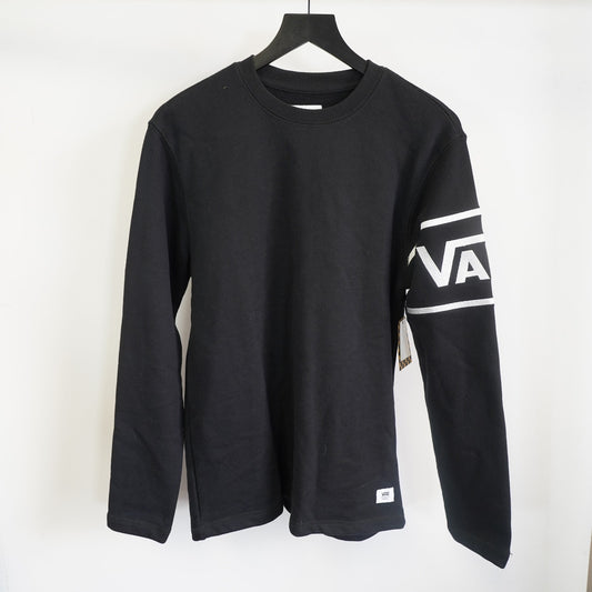 (S) Vans Skateboards Crewneck Sweatshirt Sewn Sleeve Logo Men's S Black New w/Tags