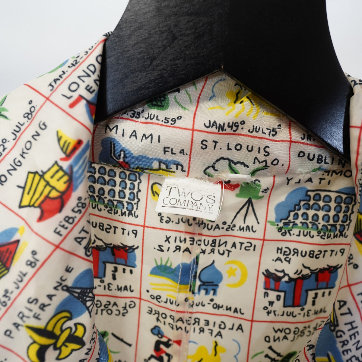 (One Size) Vintage Postcard All Over Print Travel Trench Coat Jacket One Size Boho Art