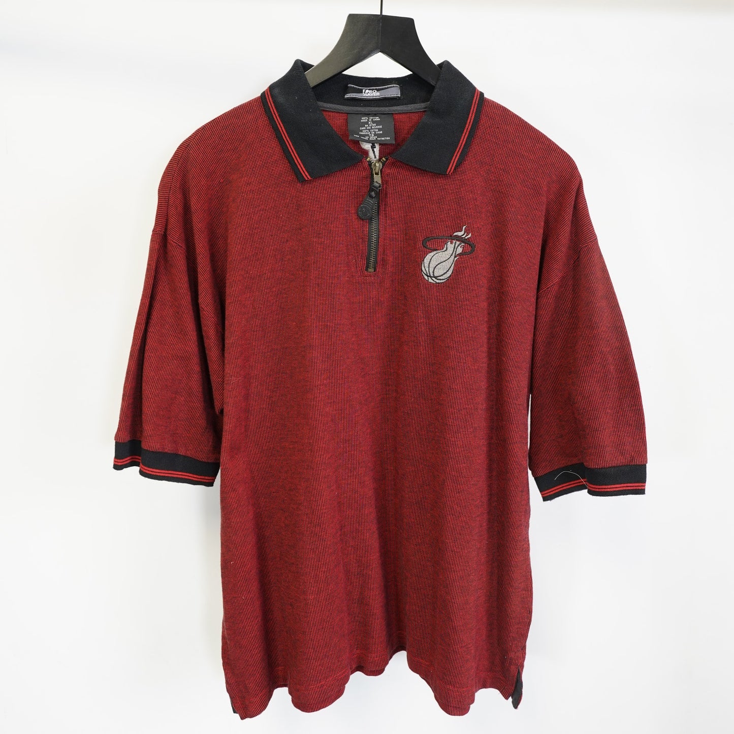 (XL) Vintage Miami Heat Pro Player Polo Shirt Men's XL Red NBA Retro 90s