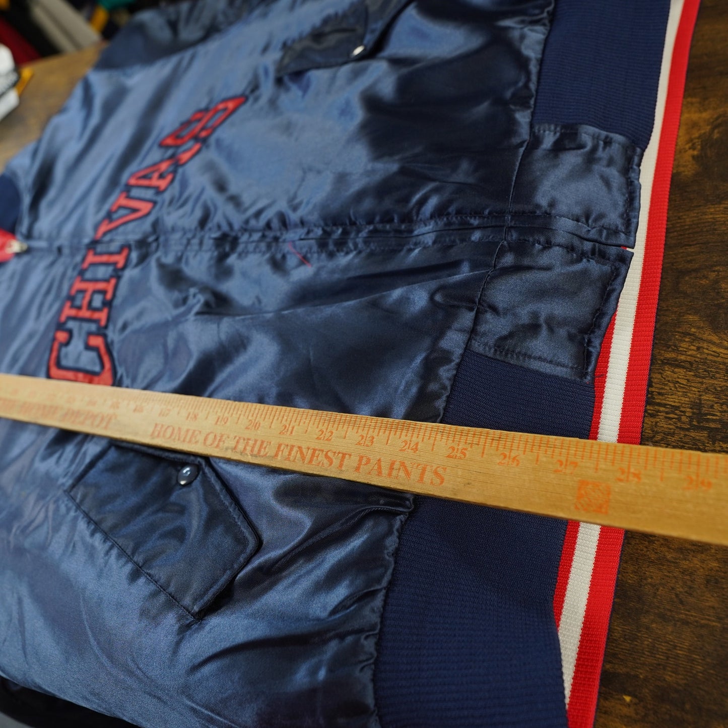 (M) Vintage Chivas De Guadalajara Soccer Futbol Navy Red M Reversible Bomber Jacket