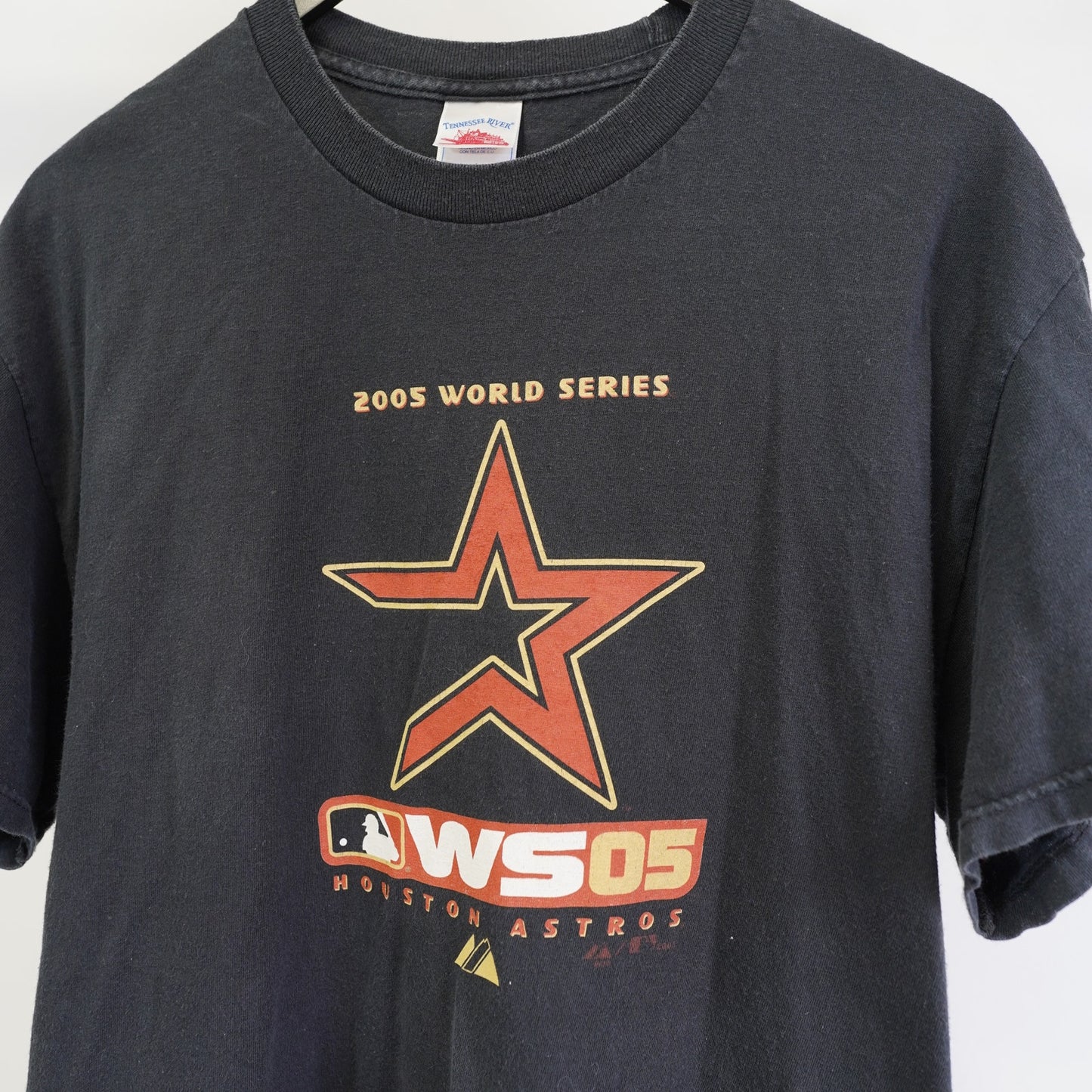 (L) Vintage Houston Astros Black Logo T-Shirt Black 2005 World Series Y2K