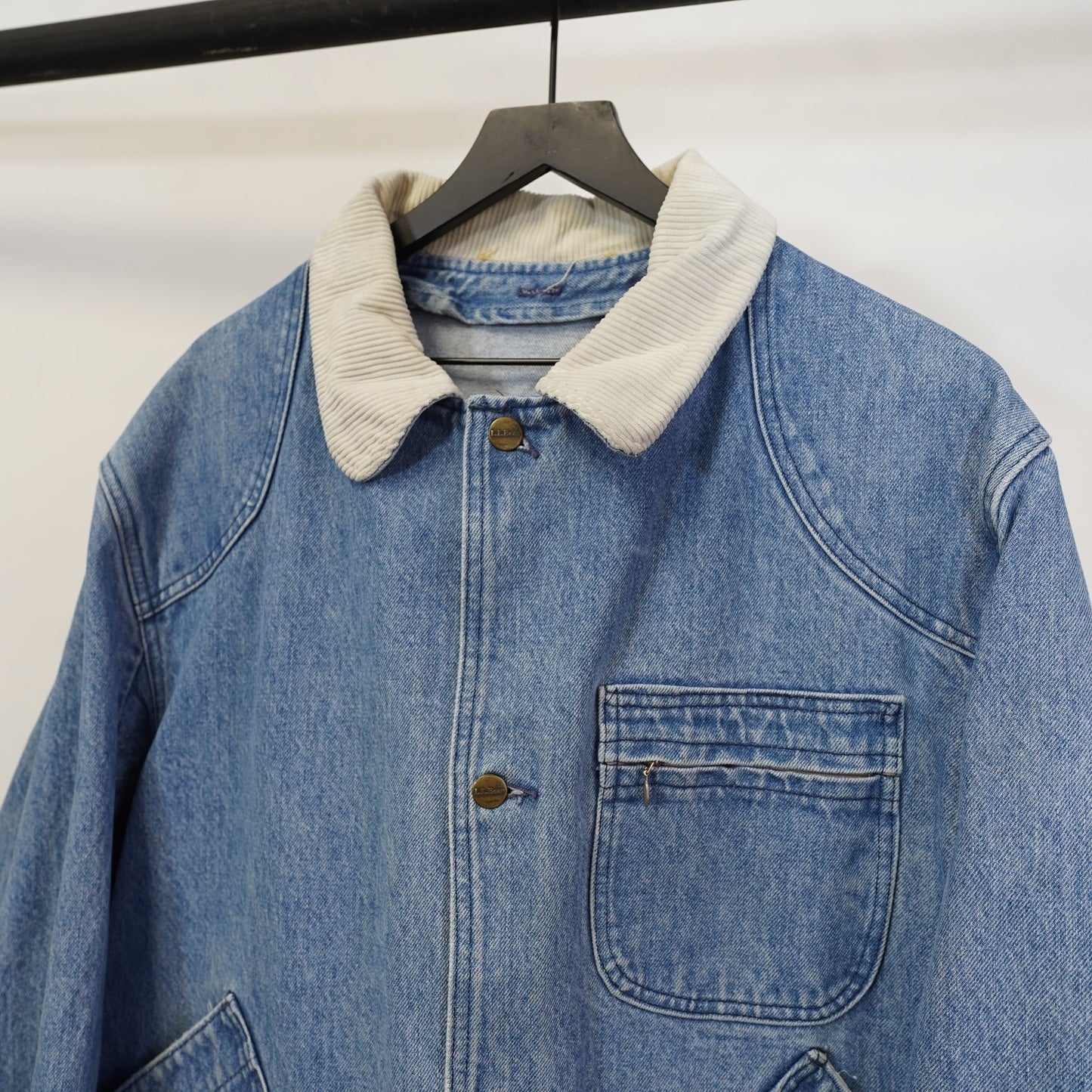 (XL/2XL) Vintage L.L. Bean Freeport Maine Denim Barn Chore Coat Men's 80s Blue