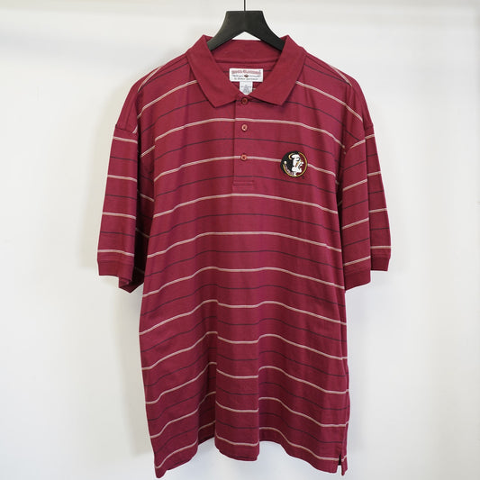 (XL) Vintage Florida State Seminoles Boca Classics Striped Polo Shirt Men's XL Red