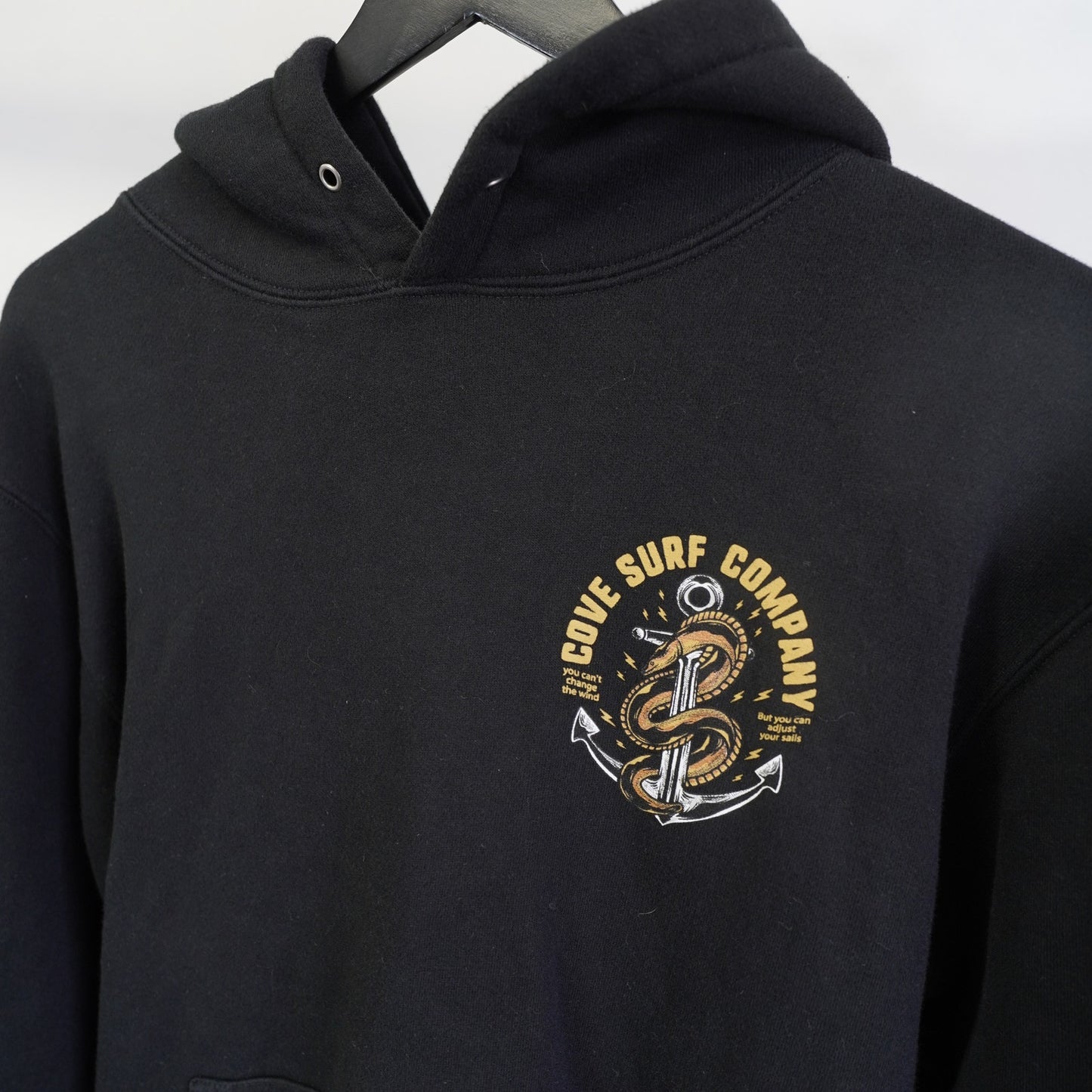 (S) Cove Surf Company Snake & Anchor Graphic Hoodie Men's S Black Gold Skate Y2K