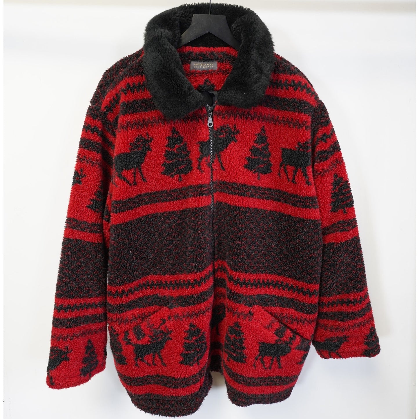 (Women's XXL) Lane Bryant Northwestern Heavy Fleece Jacket Coat Women's XXL Red Black Moose