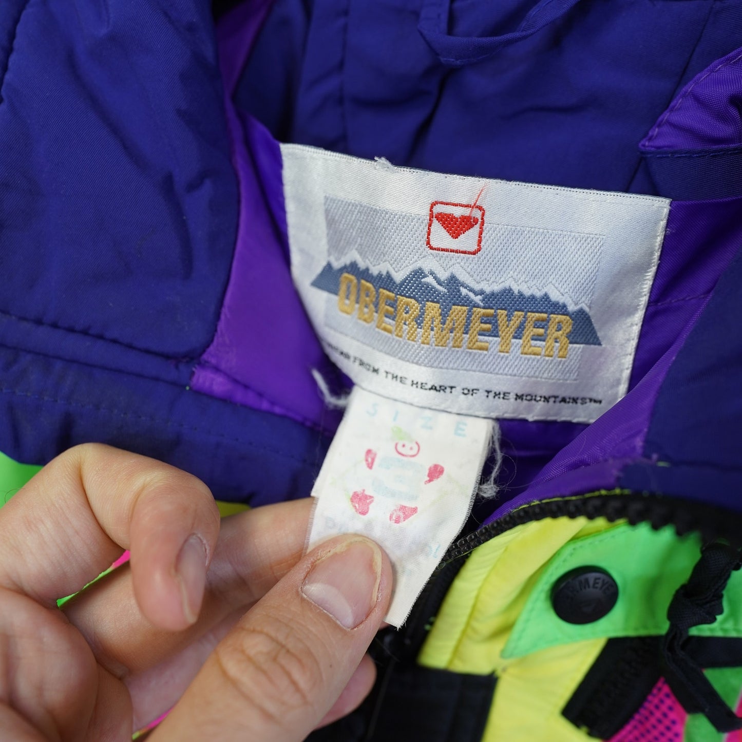 (3T) Vintage 90s Obermeyer Ski Suit Kids Sz. 3T Snowsuit All Over Print Geometric