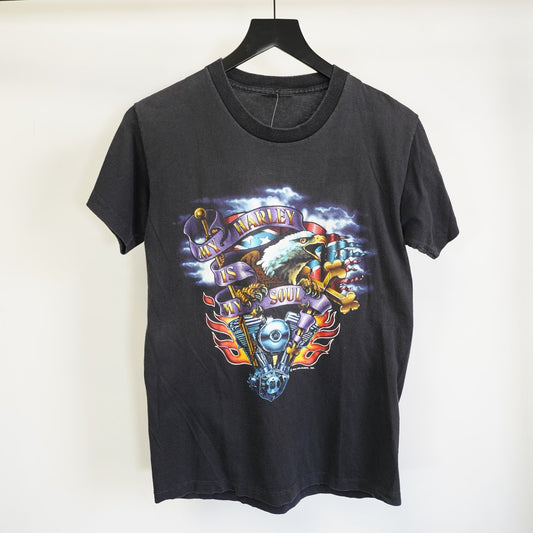 (S) Vintage 1989 Harley Davidson Eagle Biker Single Stitch T-Shirt Men's S Black
