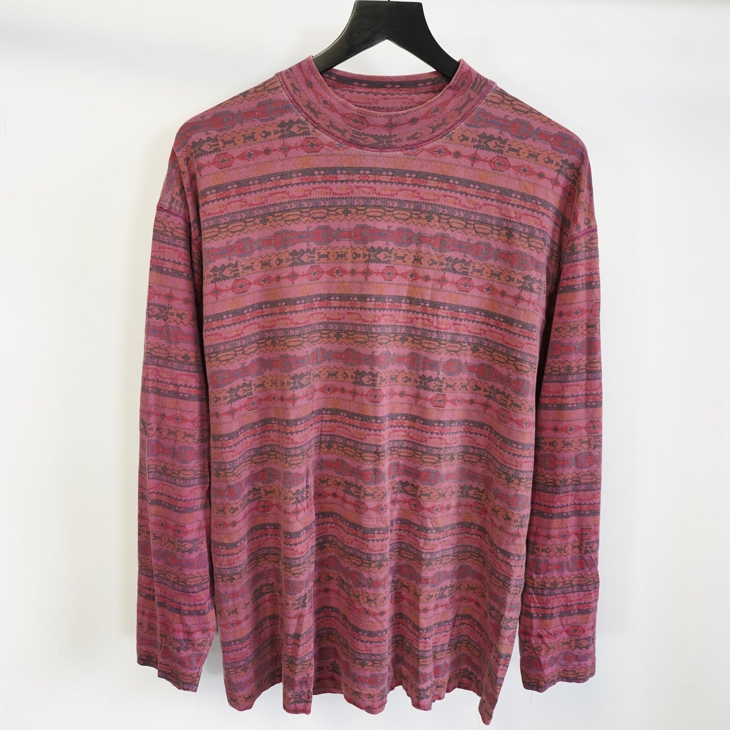 (L) Vintage 90s Striped Surf Longsleeve T-Shirt Union Bay Geometric Mens L Red Retro