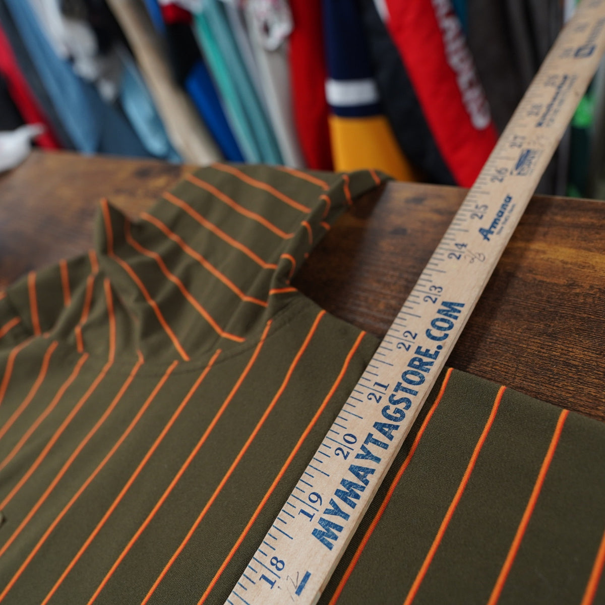 (L) Good Good Golf Striped Performance 1/4 Zip Pullover Shirt Men's L Brown Orange