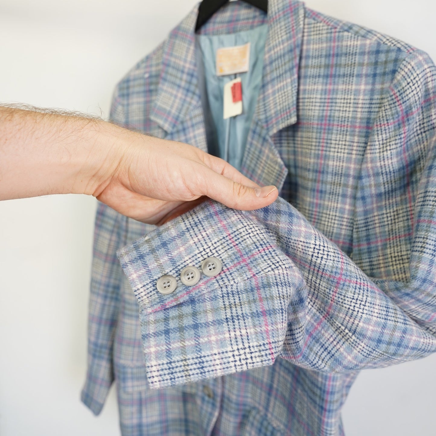 (Women's L) Vintage Wool Pendleton Plaid Jacket Blazer Tartan USA Blue White New