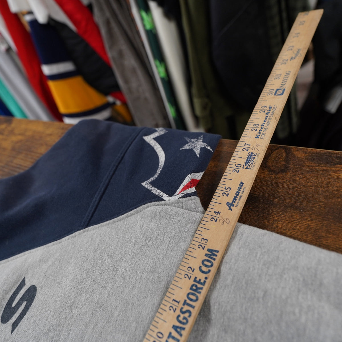 (L) Houston Texans Retro Hoodie Men's L Gray Navy Blue Hands High Football NFL