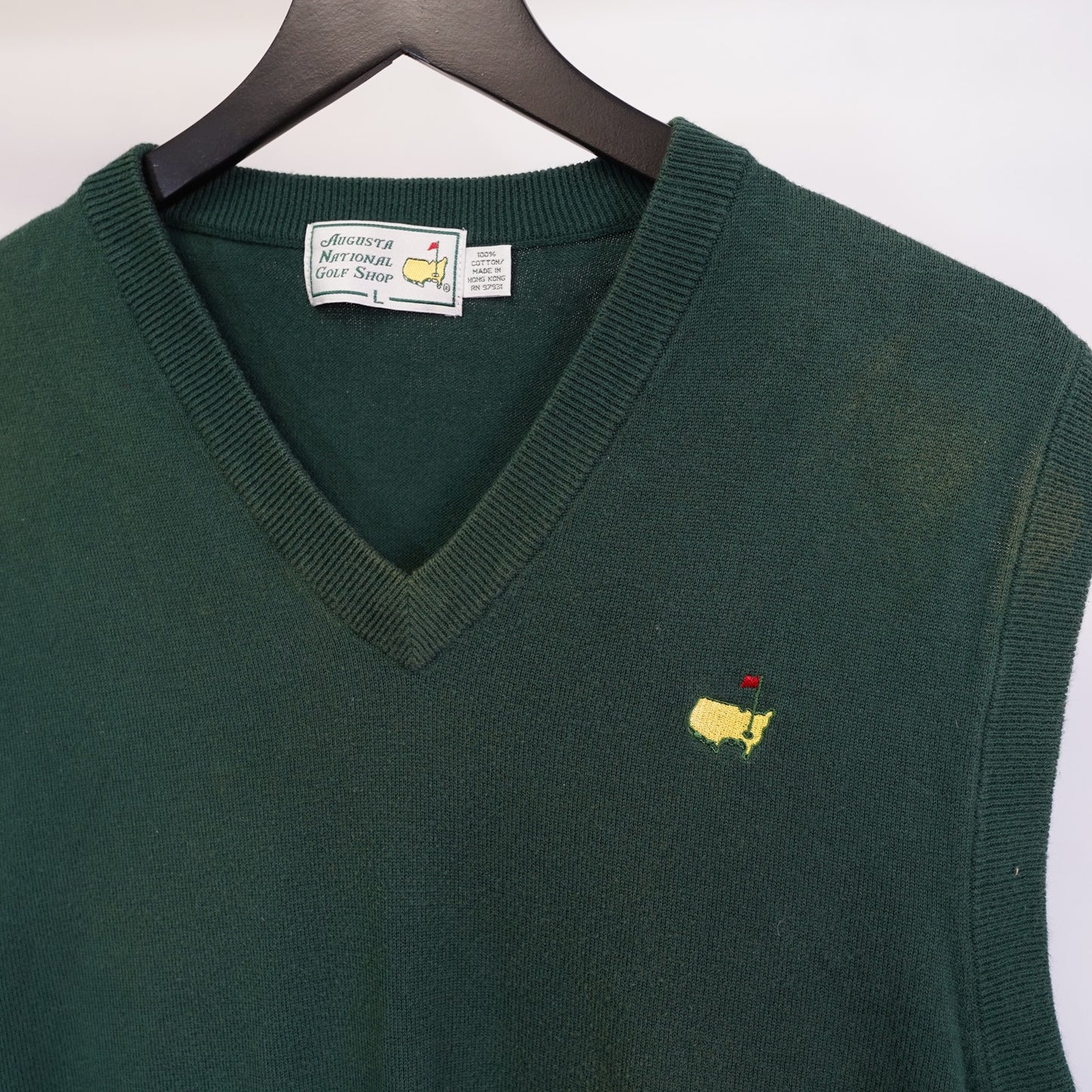 (L) Vintage The Masters Augusta National Golf Shop Knit Sweater Vest Men's L Green