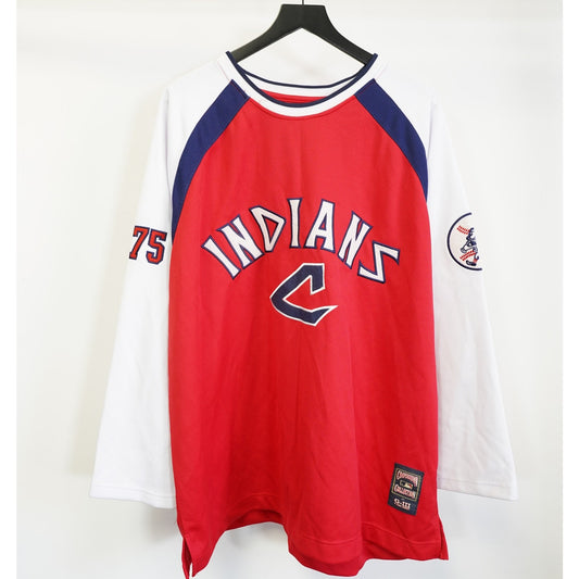 (XL) Cleveland Indians Cooperstown Collection 1975 Baseball Jersey Men's XL Red Sewn
