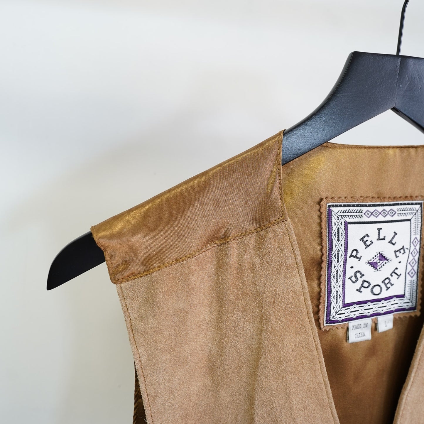 (L) Vintage Pelle Sport Western Suede Leather Vest Men's L Tan Cowboy 90s Indie