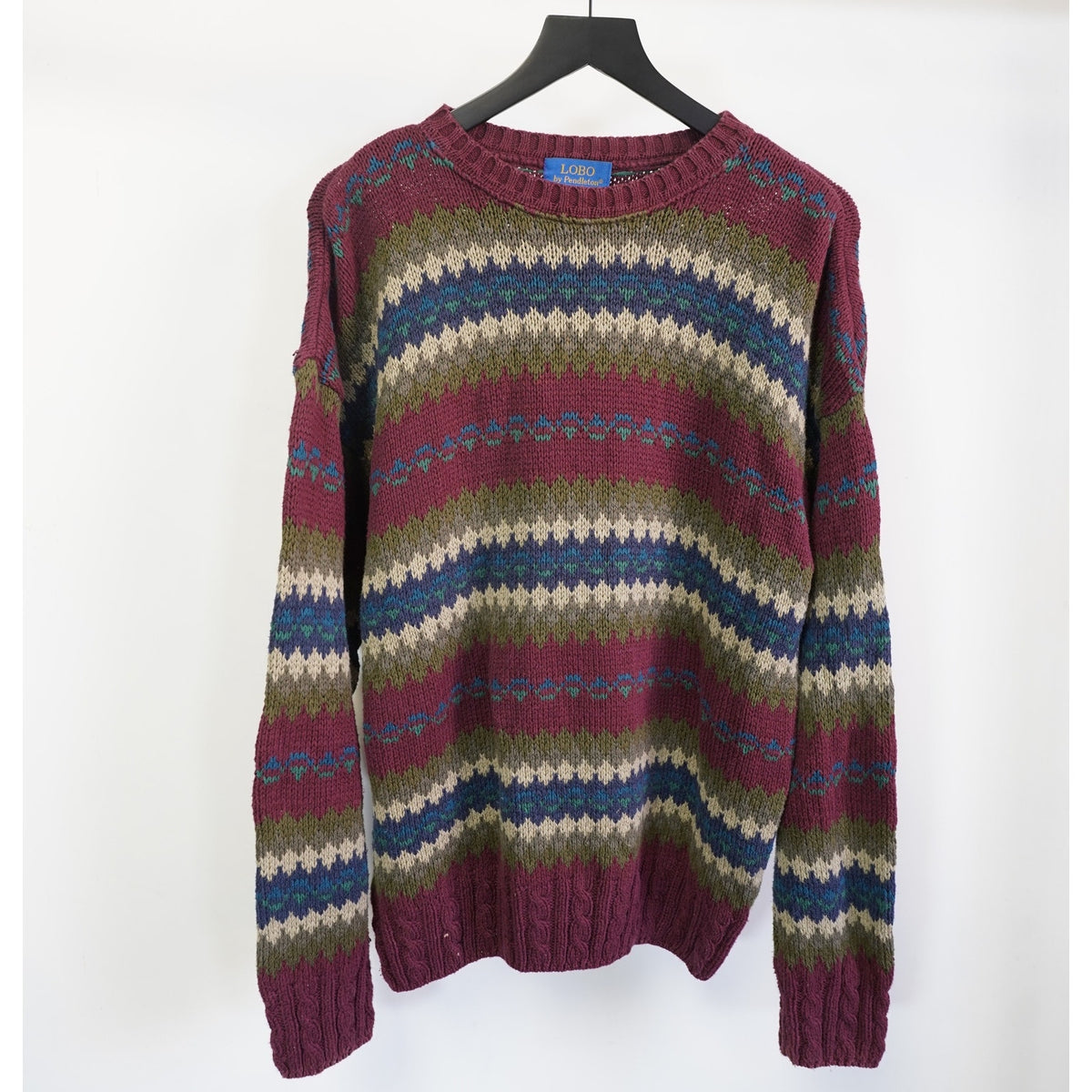(XL) Vintage Pendelton Lobo Knit Striped Fair ISsle Sweater Men's XL 90s USA Made
