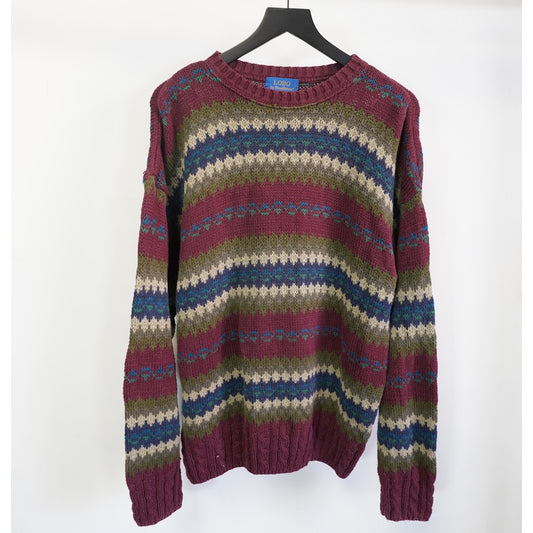 (XL) Vintage Pendelton Lobo Knit Striped Fair ISsle Sweater Men's XL 90s USA Made