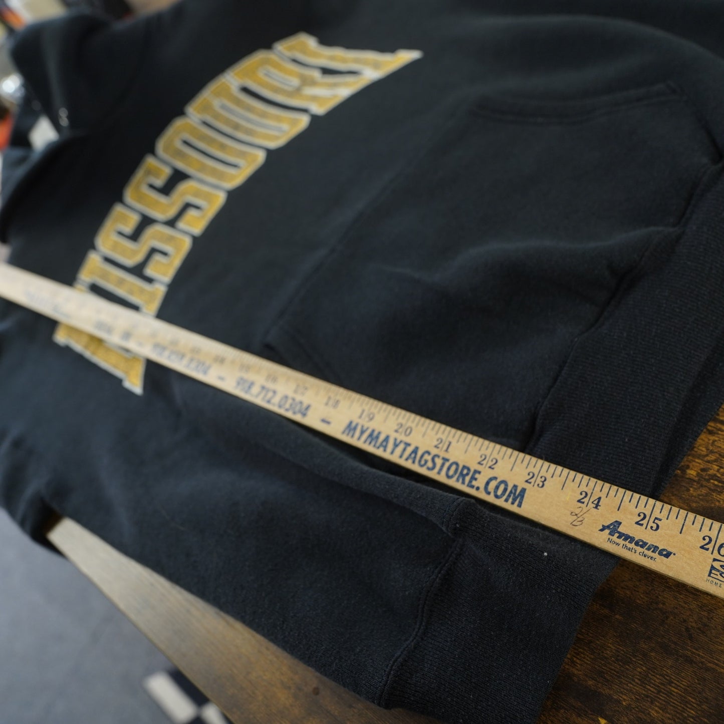 (L) Vintage University of Missouri Tigers 90s Hoodie Sweatshirt Men's L Black Yellow