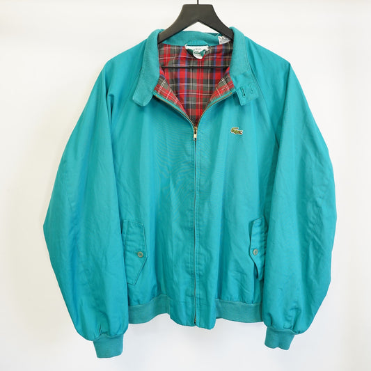 (XL) Vintage Izod Lacoste Harrington Bomber Jacket Plaid Lined Men's XL Teal Green