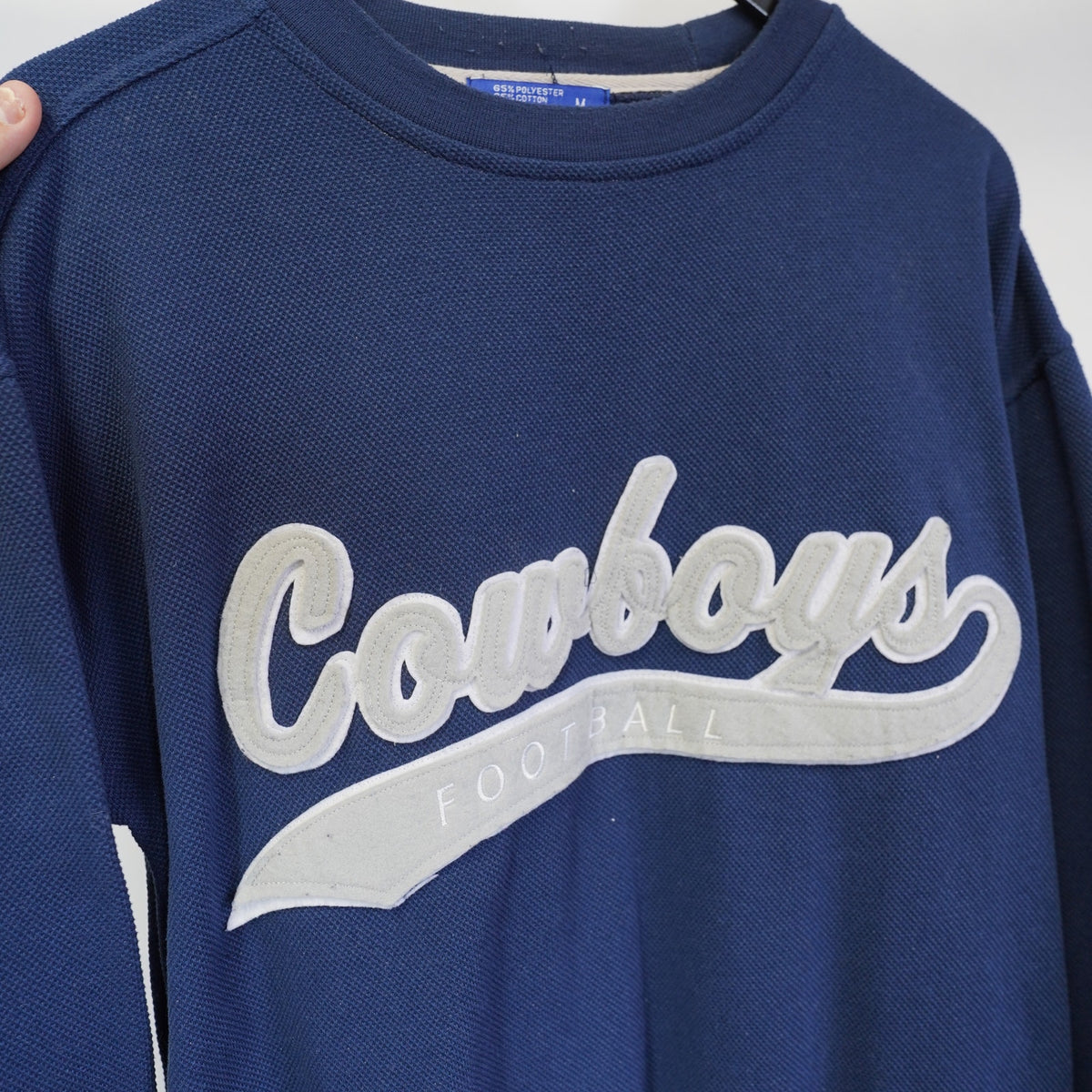 (M) Vintage Dallas Cowboys Script 90s Sewn Sweatshirt Men's M Navy Blue Retro NFL