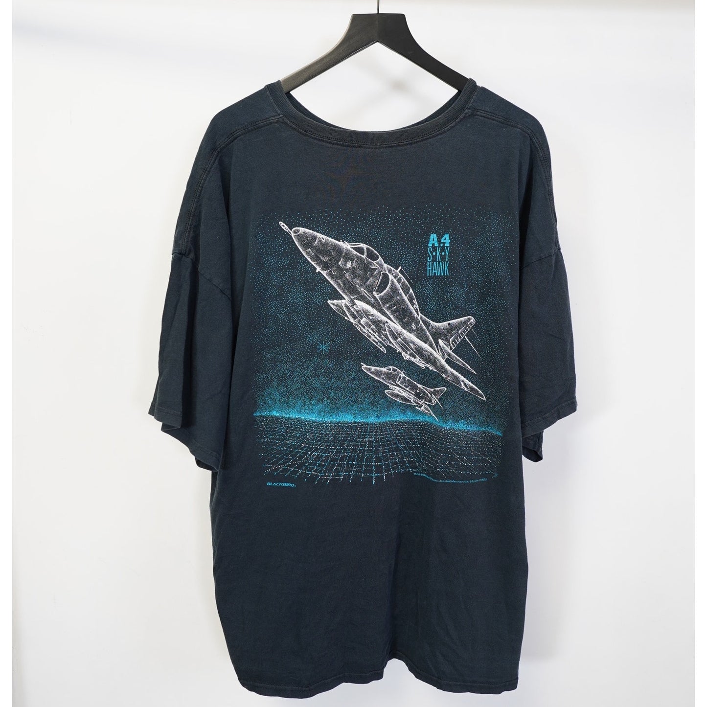 (4XL) Vintage Fighter Jet A4 Skyhawk T-Shirt Men's 4XL Black Schematic Plane Aviation