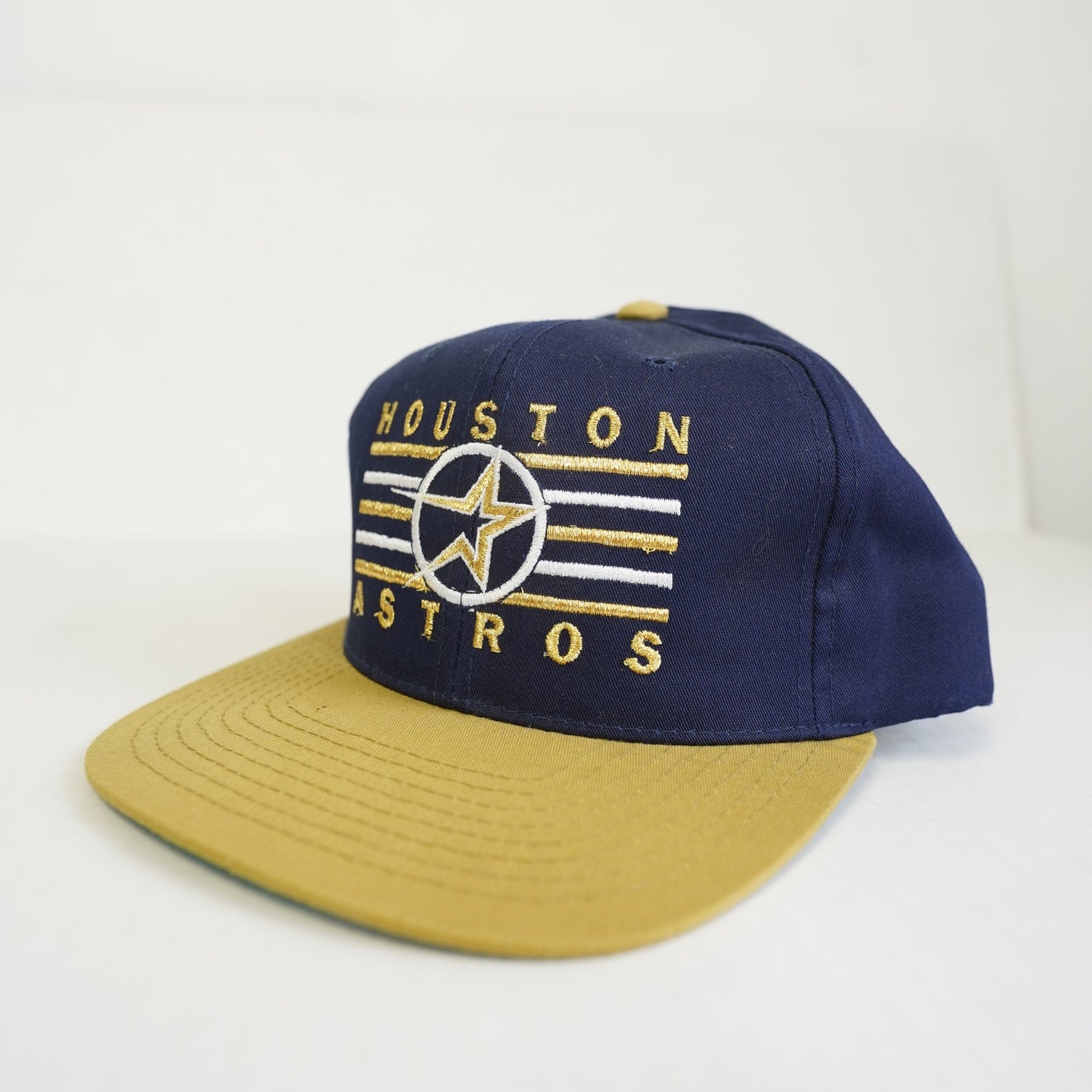 Vintage Houston Astros Annco Pro Model 90s Snapback Hat Navy Blue Gold Baseball