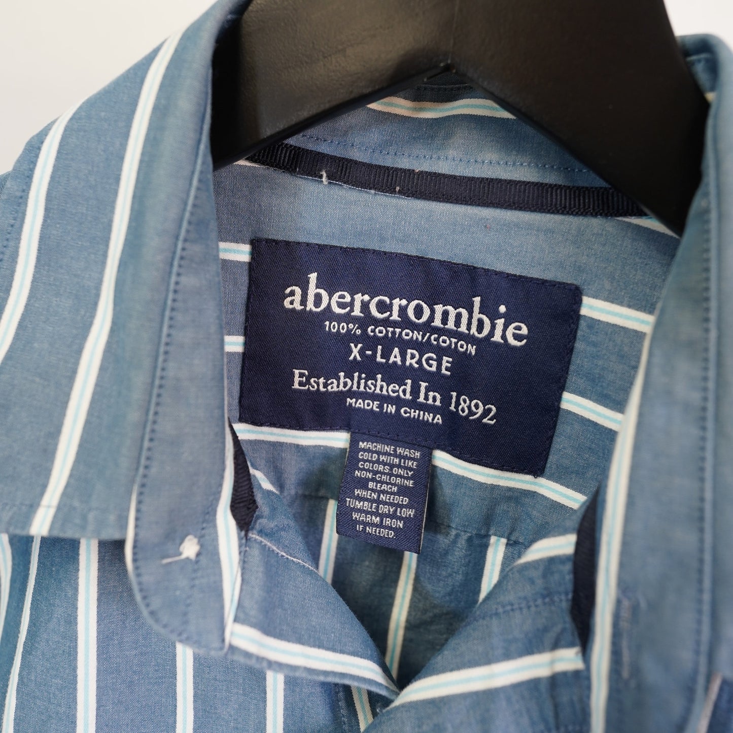 (XL) Abercrombie & Fitch Y2K Striped Blue Button Up Shirt Dress Men's XL 2000s Moose