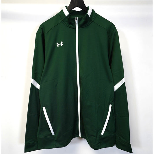 (XXL) Under Armour Rival Knit Track Jacket Men's XXL Forest Green White Full Zip