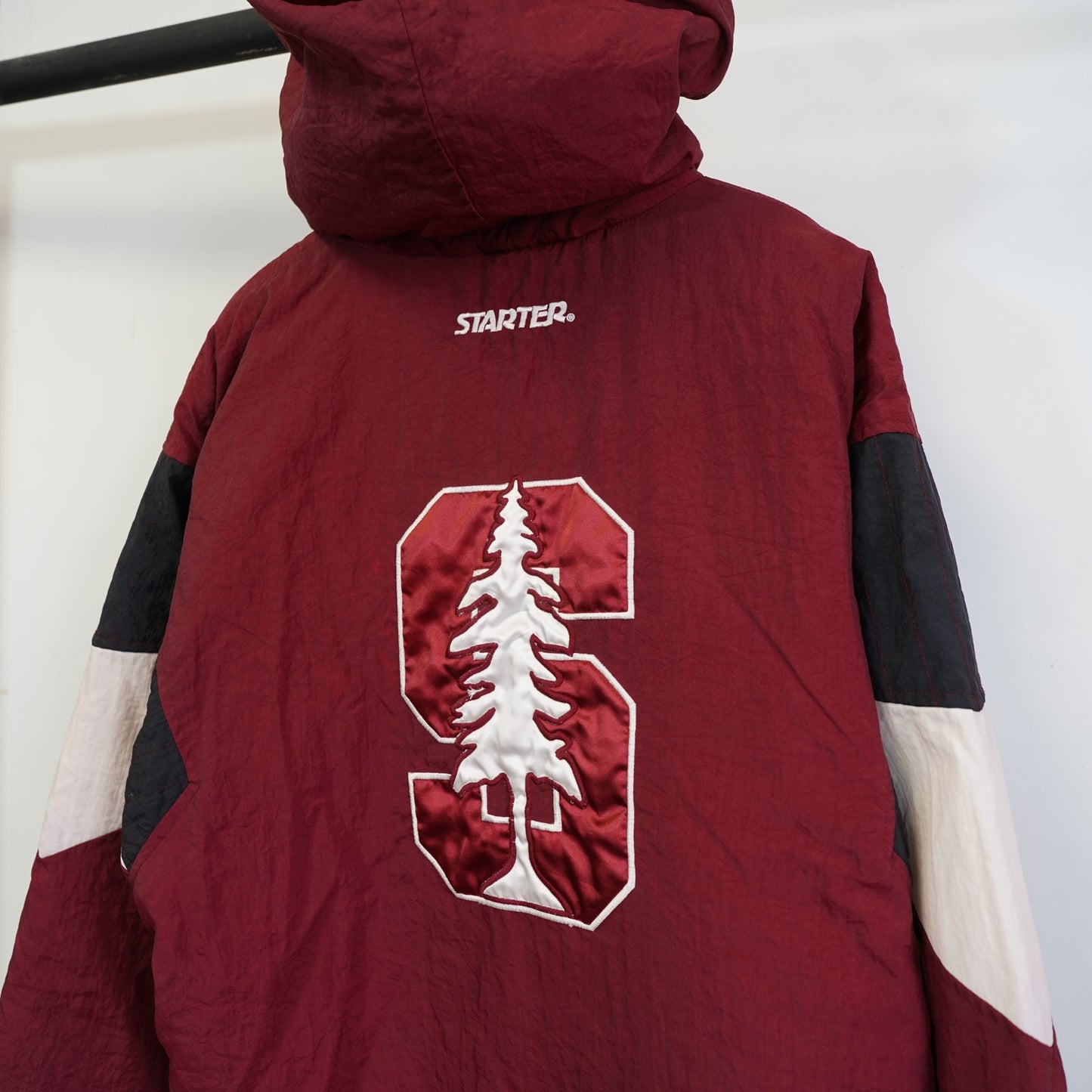 (XL) Vintage Stanford Cardinal Starter Puffer Jacket Men's XL Red 90s Pullover Retro