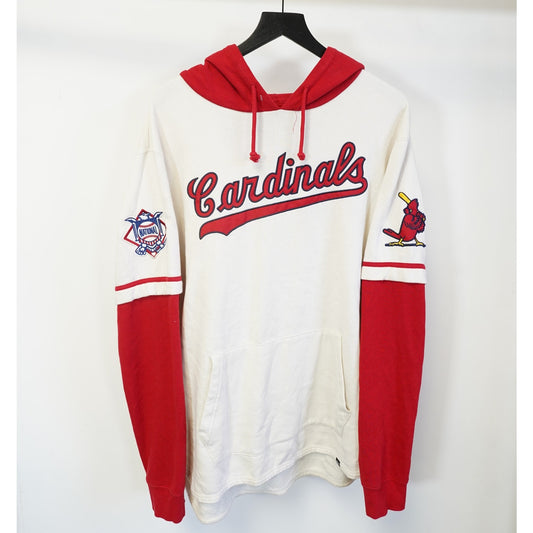 (XL) St. Louis Cardinals Embroidered 47 Brand Hoodie Sewn XL White Red Retro Baseball