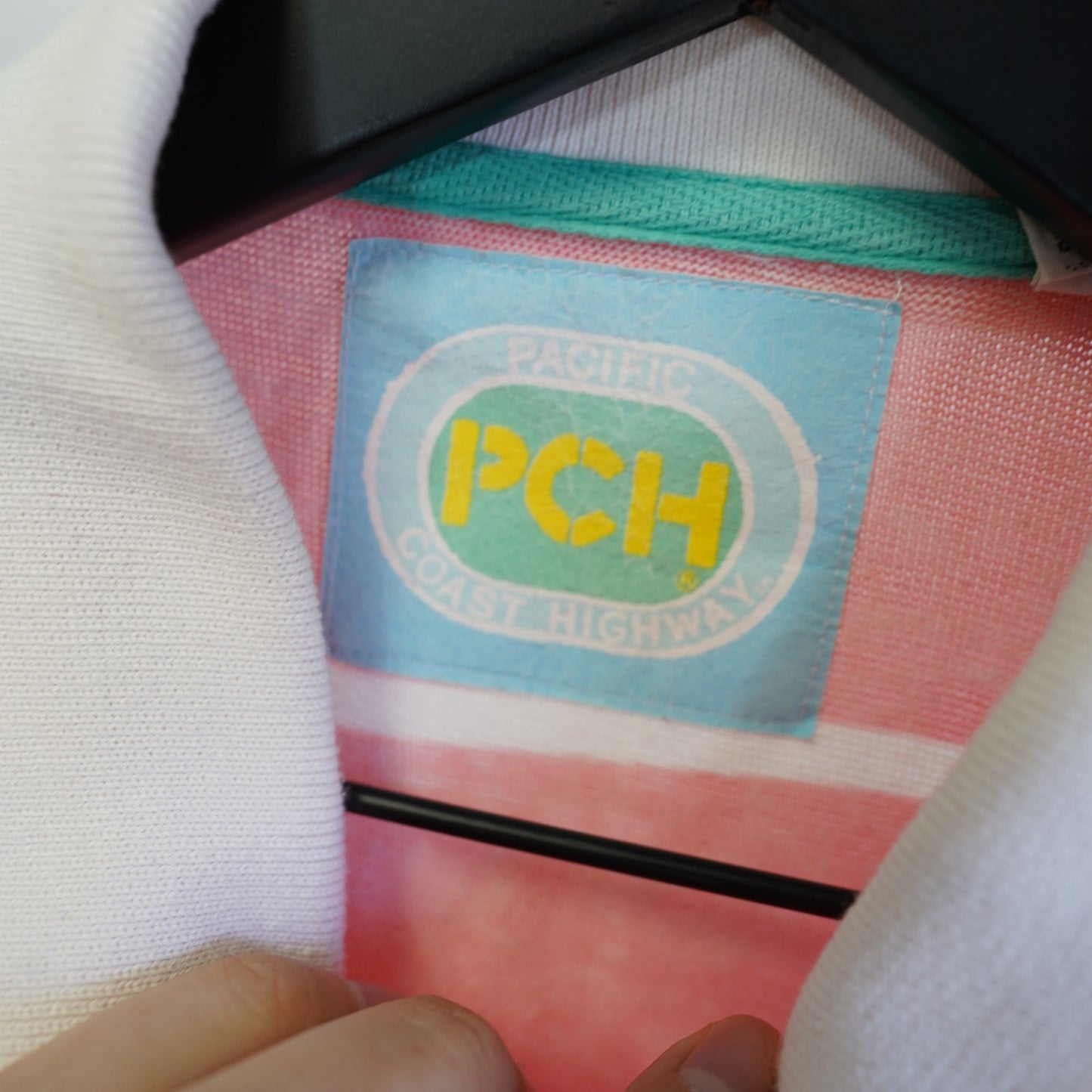 (XL) Vintage 90s Pink Striped Rugby Long Sleeve Polo Shirt Men's XL PCH Skate Surf