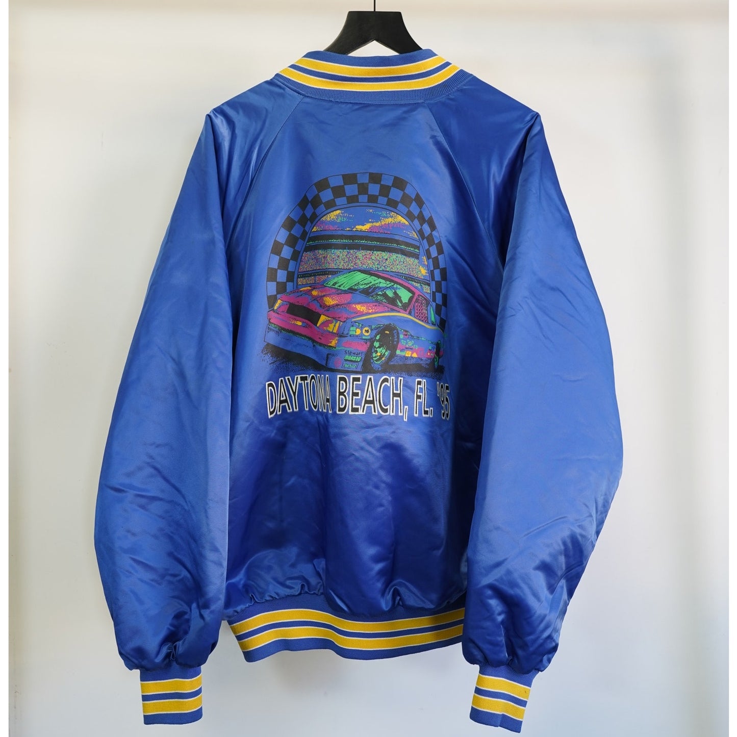 (XXL) Vintage Daytona 500 90s Nascar Satin Jacket Men's XXL Blue 1995 Retro Racing