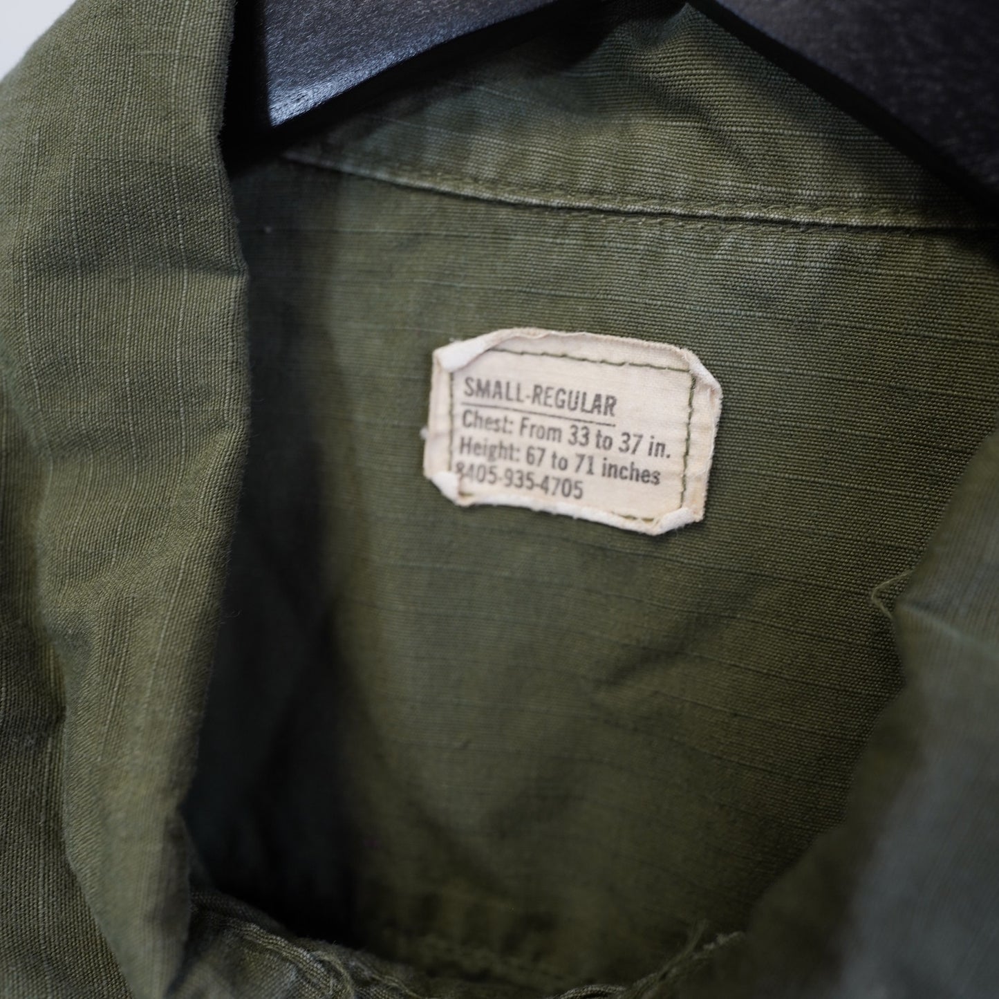 (S) Vintage 60's Vietnam Jungle Coat Jacket OG-107 Ripstop Slant Pocket Mens S Green