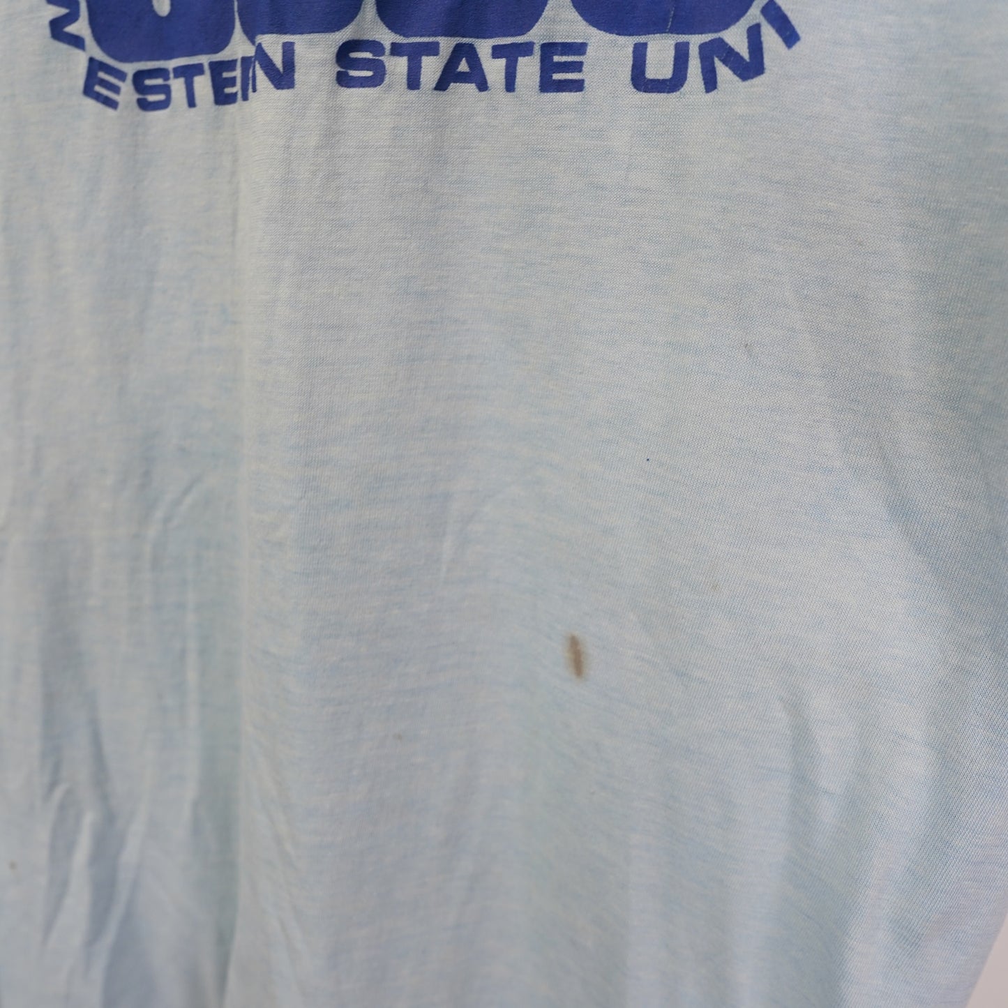 (S) True Vintage 70s Southwestern State University T-Shirt Men's S Baby Blue Worn