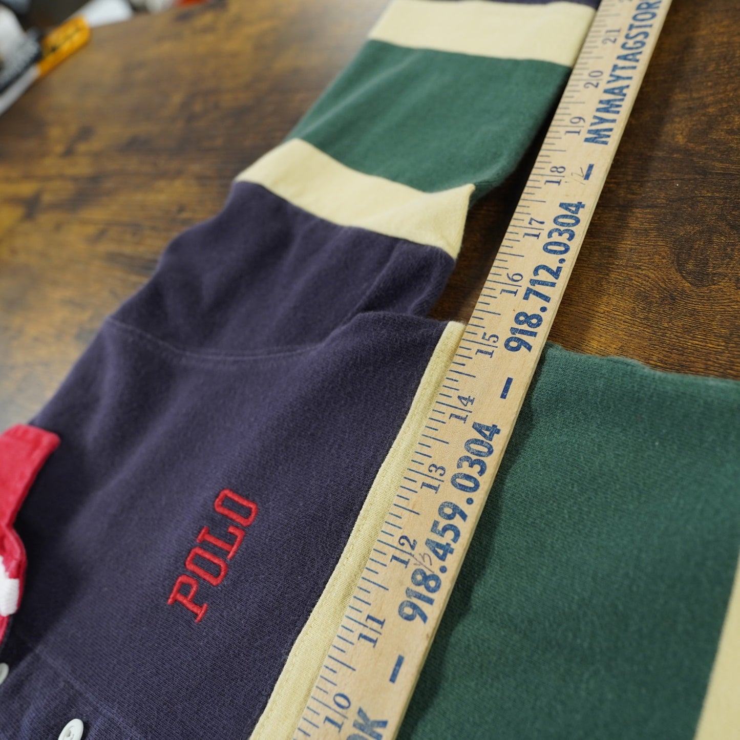 (Youth Size 7) Vintage Polo Ralph Lauren Striped Rugby Kids Embroidered 90s Retro