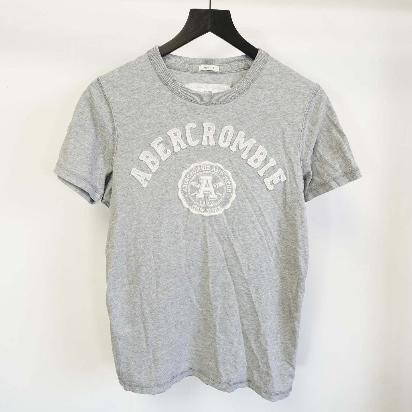 (M) Abercrombie & Fitch Y2K Embroidered Muscle T-Shirt  M Gray Mallcore Preppy 2000s