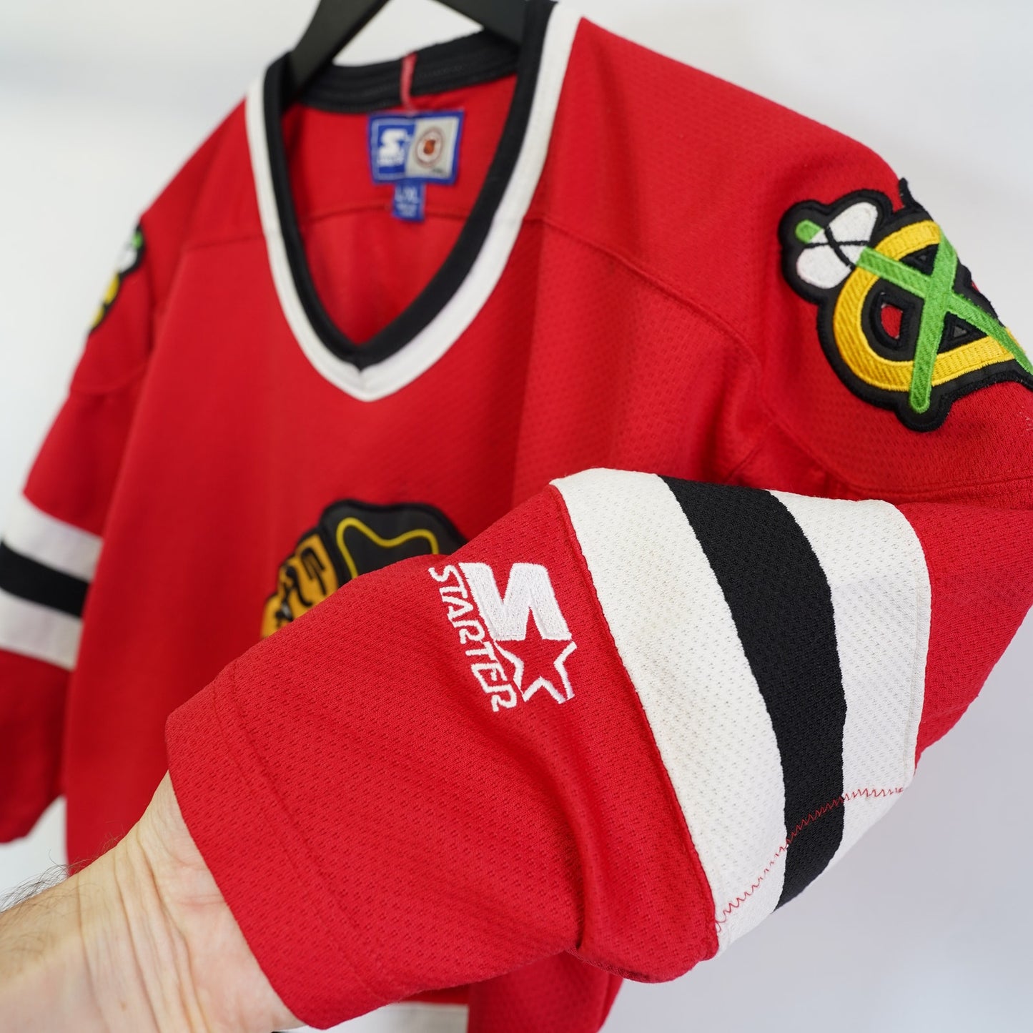 (Youth L/XL) Vintage Chicago Blackhawks Starter Stitched Hockey Jersey Adult S Red