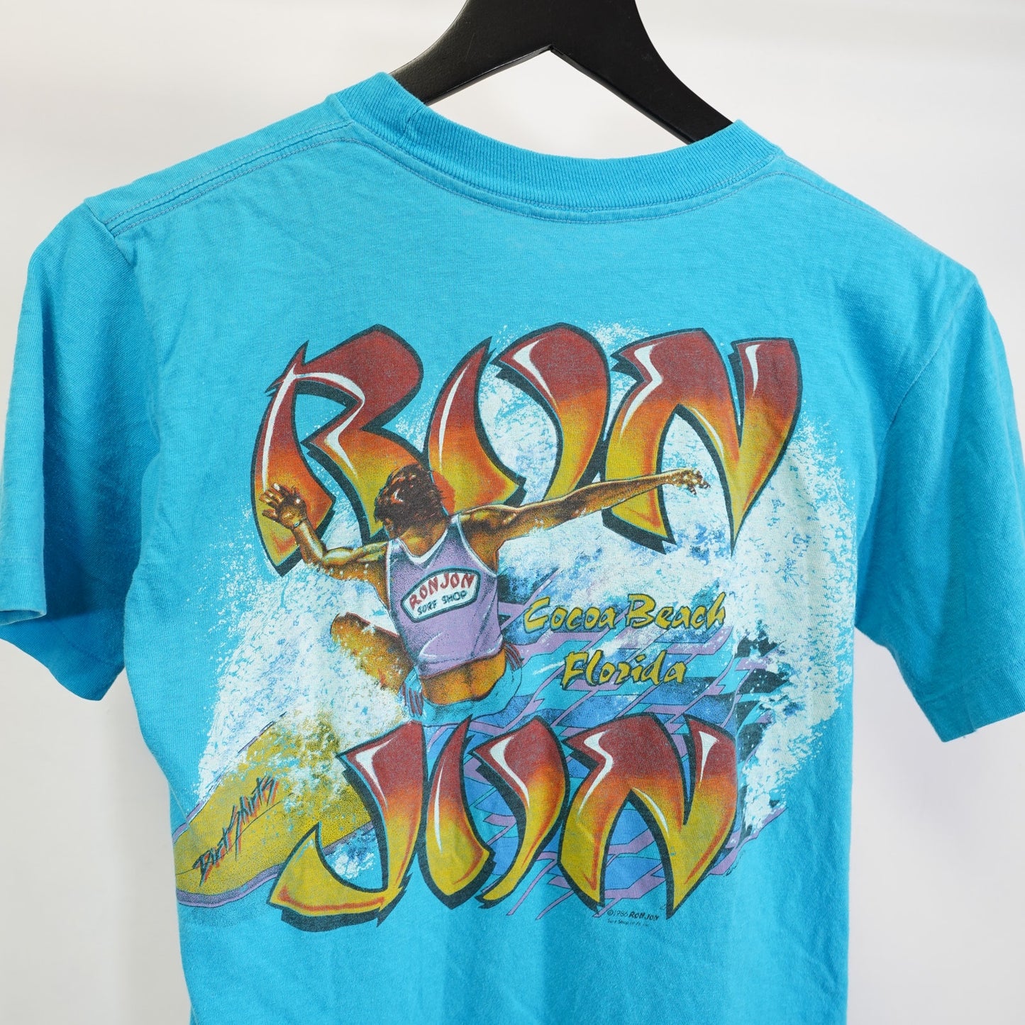 (S) Vintage Ron Jon Surf Shop Single-Stitch 80s Pocket T-Shirt Men's S Blue Anvil