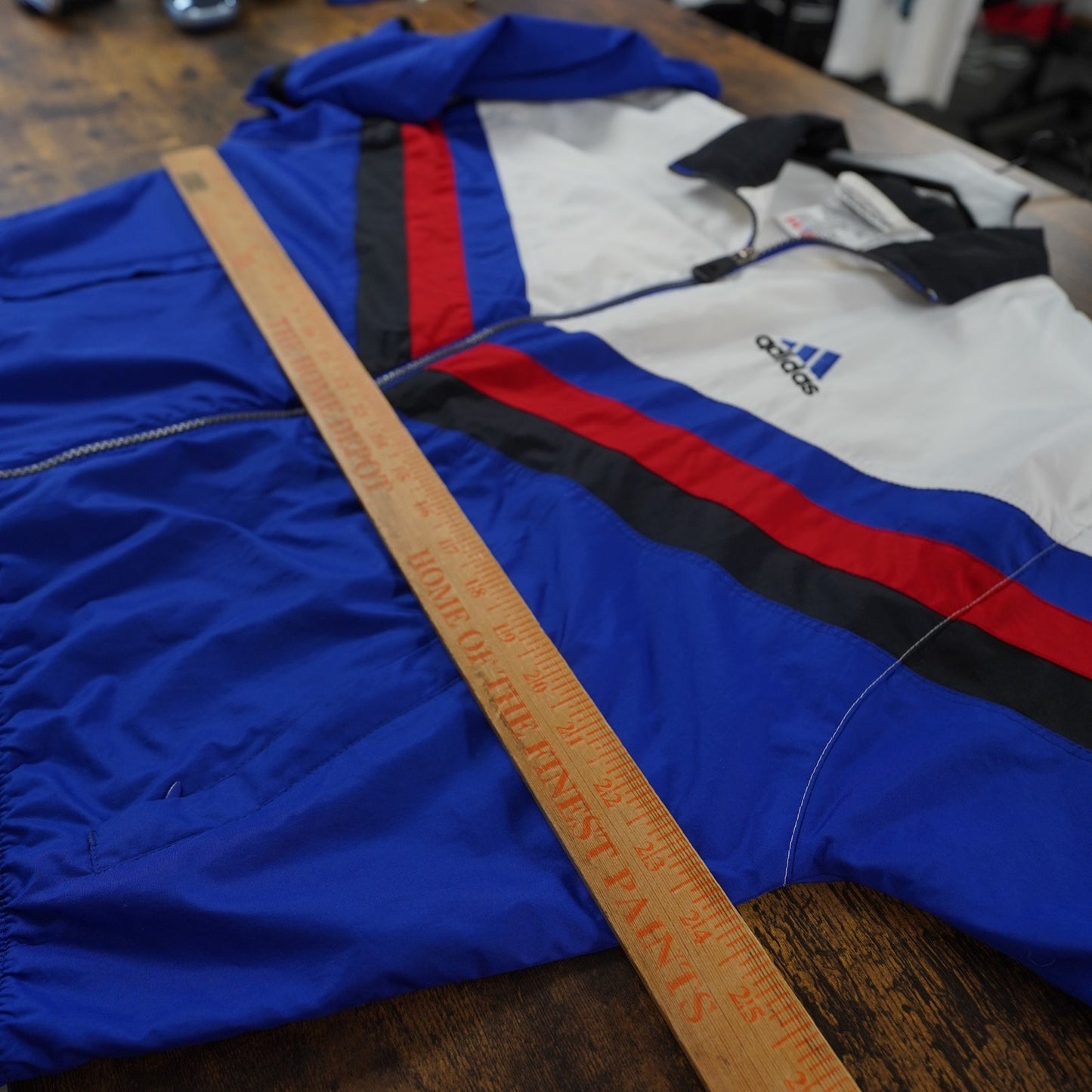 (M) Vintage 90s Adidas Windbreaker Jacket Men's M Full Zip White Blue