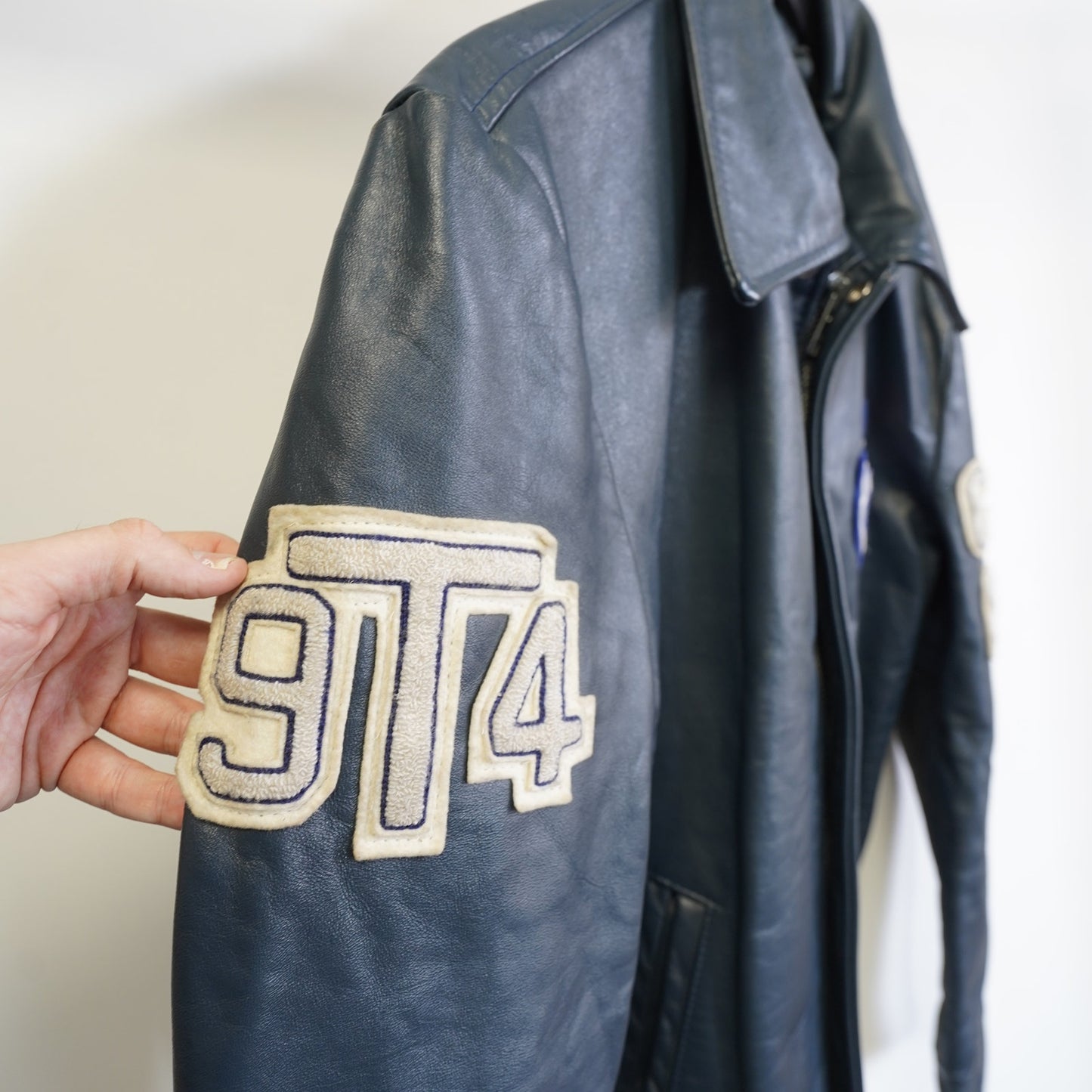(M) Vintage University of Toronto Blue Leather Varsity Jacket Men's M 40T Astro