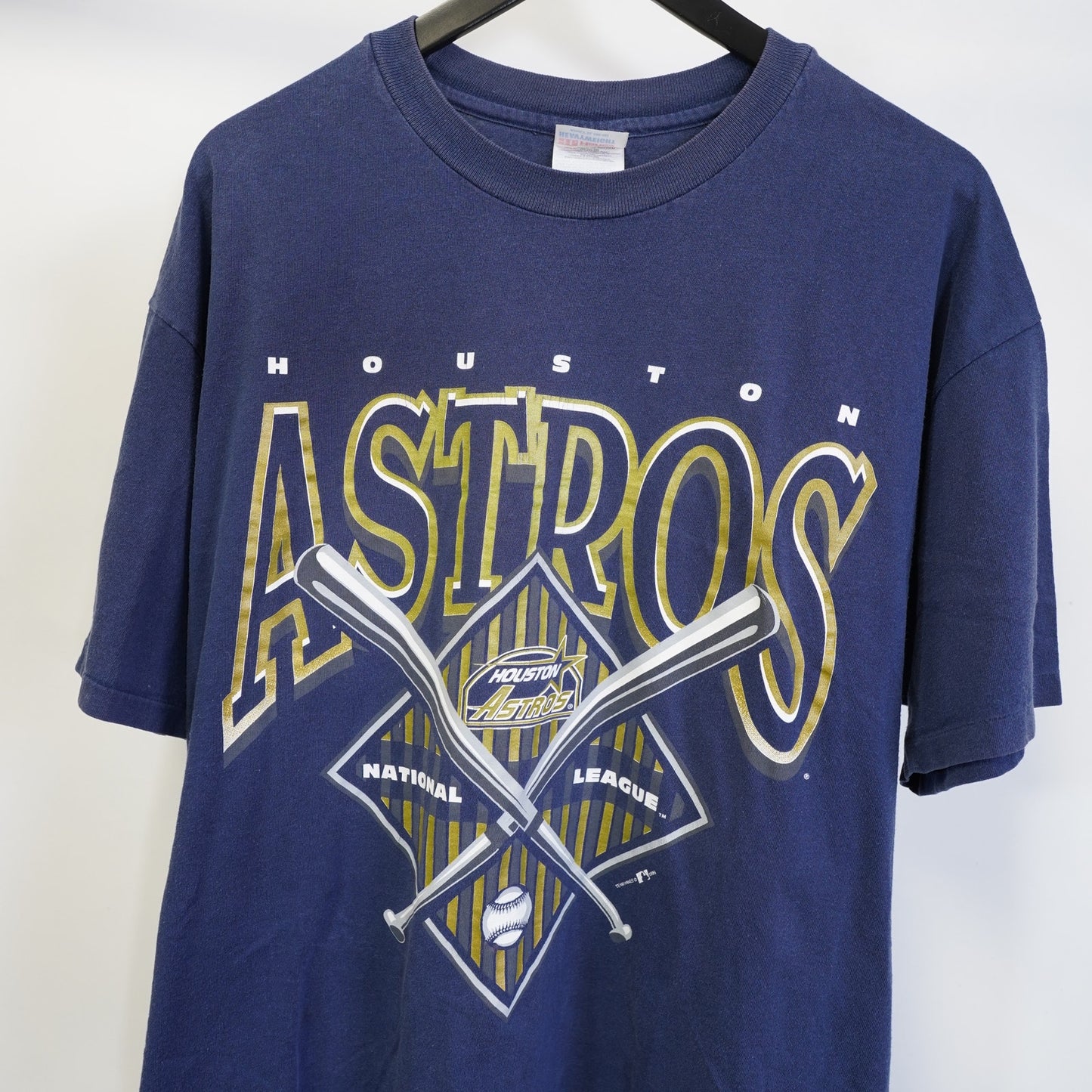 (XL) Vintage Houston Astros 90s Hanes T-Shirt Men's XL Navy Gold Single Stitch MLB