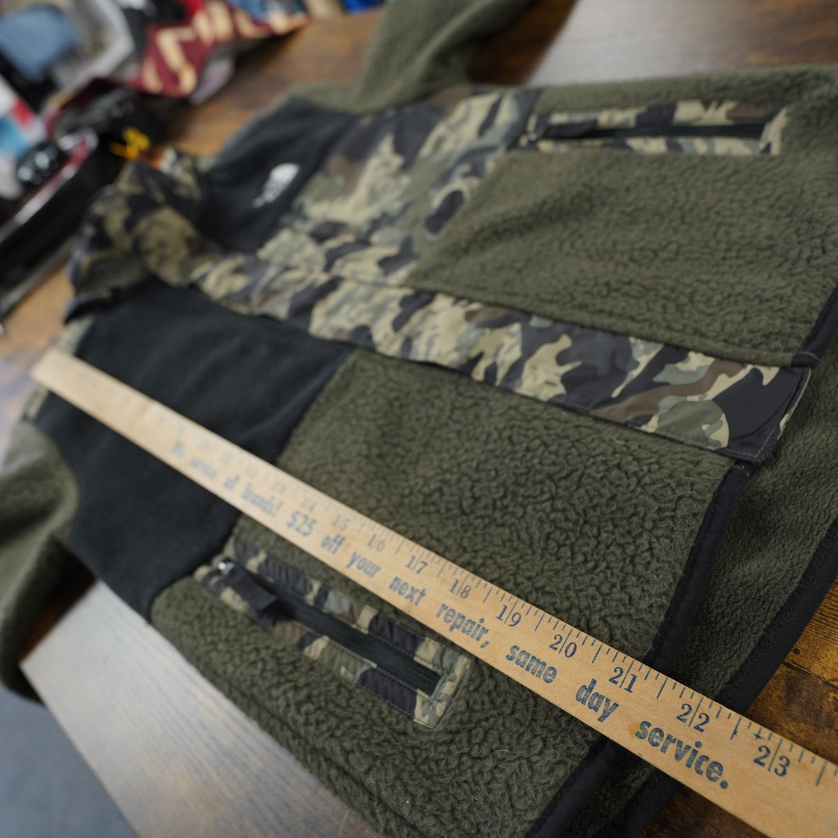 (Boys L) The North Face Forrest Fleece Denali Jacket Boy's L Youth Green Black Camo
