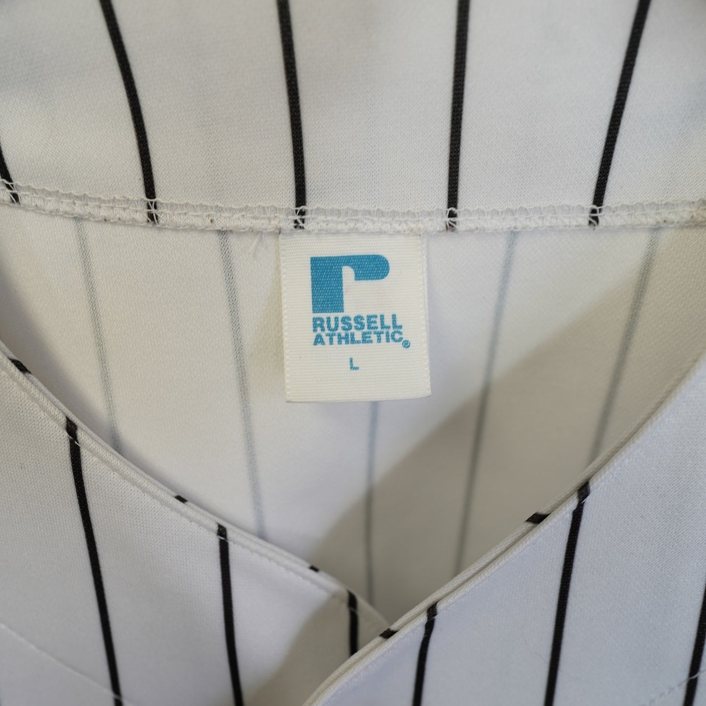 (L) Vintage Russell Athletic Houston Astros Pinstripe Baseball Jersey Men's L White