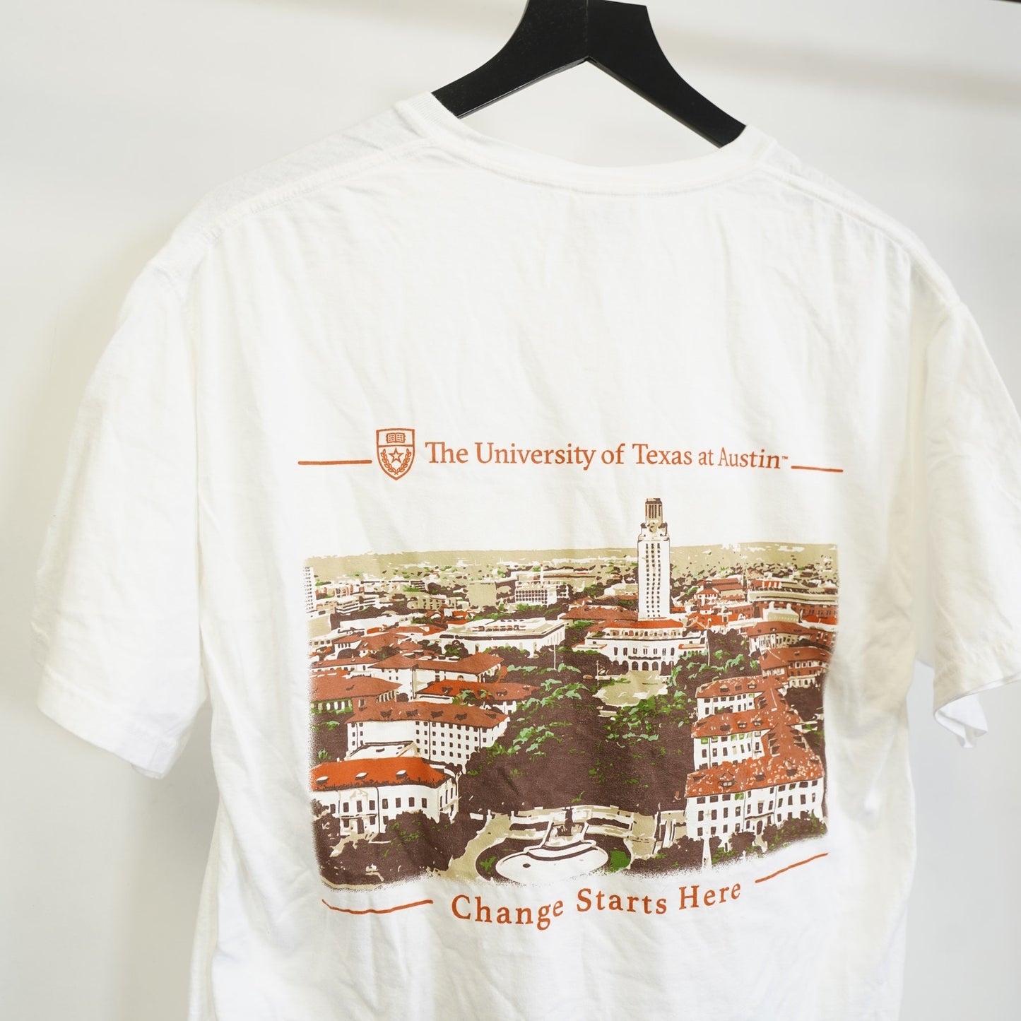 (M) University of Texas Longhorns T-Shirt Men's M White UT Austin Tower College