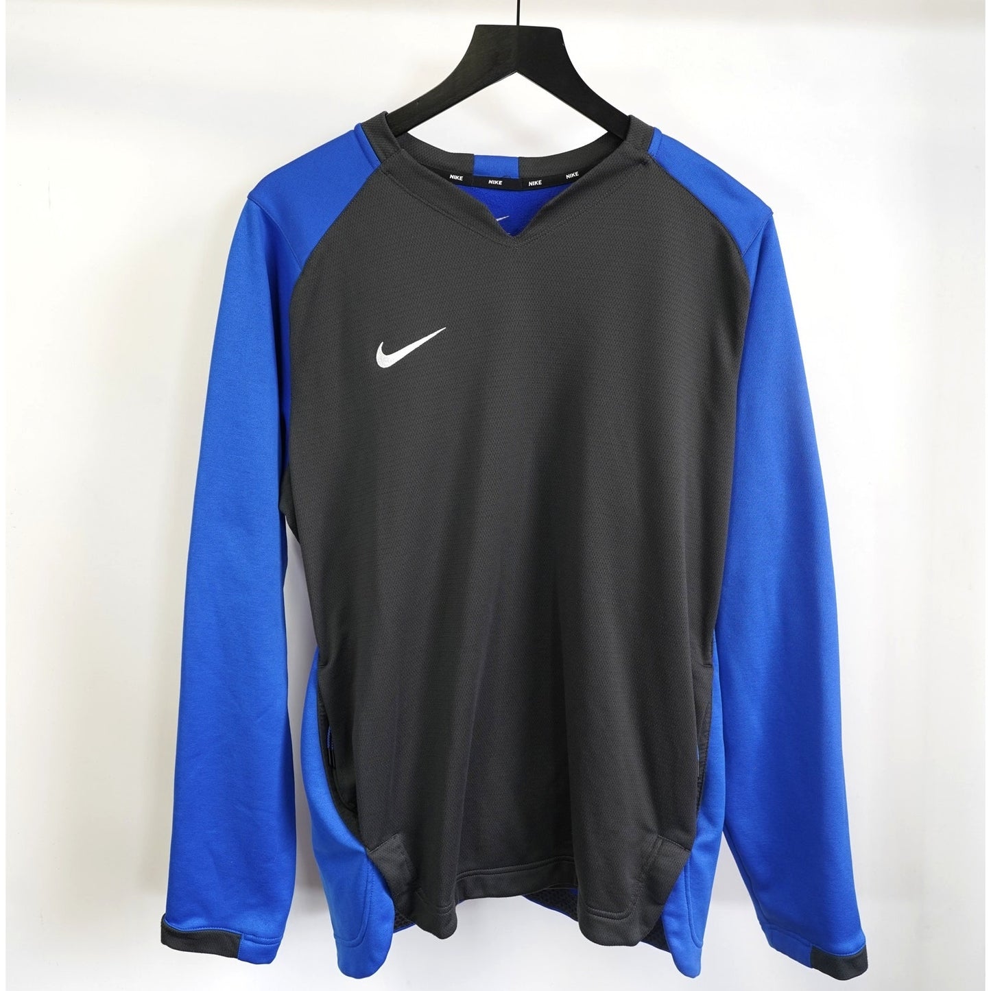 (M) Nike Performance Long Sleeve Pullover Sweatshirt Men's Medium Blue Fleece Lined